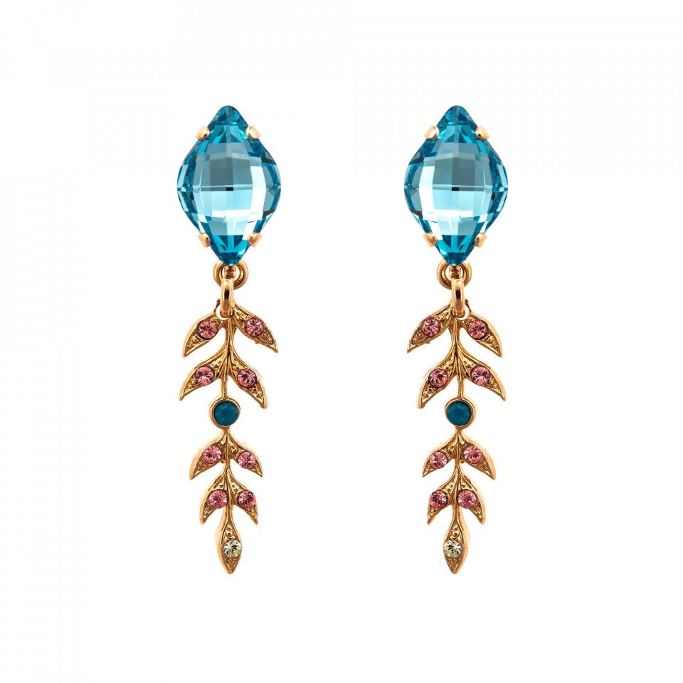 Cercei placati cu Aur roz de 24K, Cristale Swarovski, Spring Flowers by Roxannes - Mariana Jewellery, Multicolor 1628-2141RG2