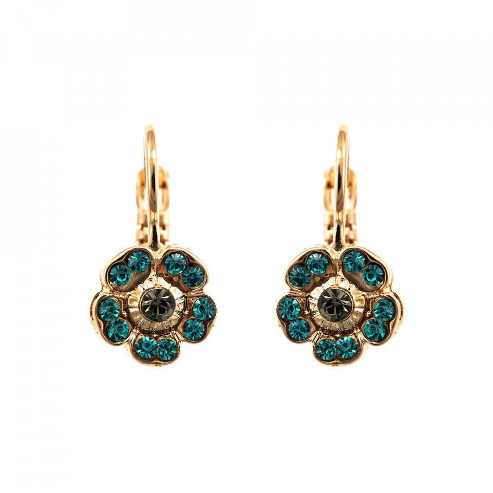 Cercei placati cu Aur roz de 24K, Cristale Swarovski, Nightfall - Mystique by Roxannes - Mariana Jewellery, Albastru 1504/2-1114RG6