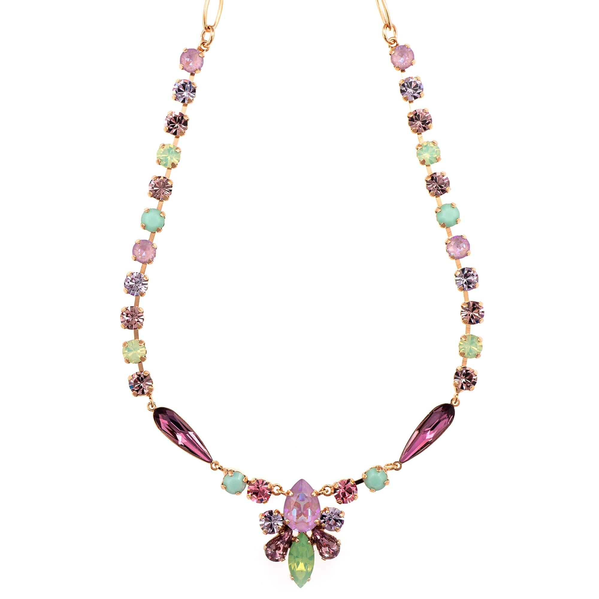 Colier placat cu Aur roz de 24K, Cristale, Lavender - Botanica by Roxannes - Mariana Jewellery, Multicolor 3030/4-1910RG
