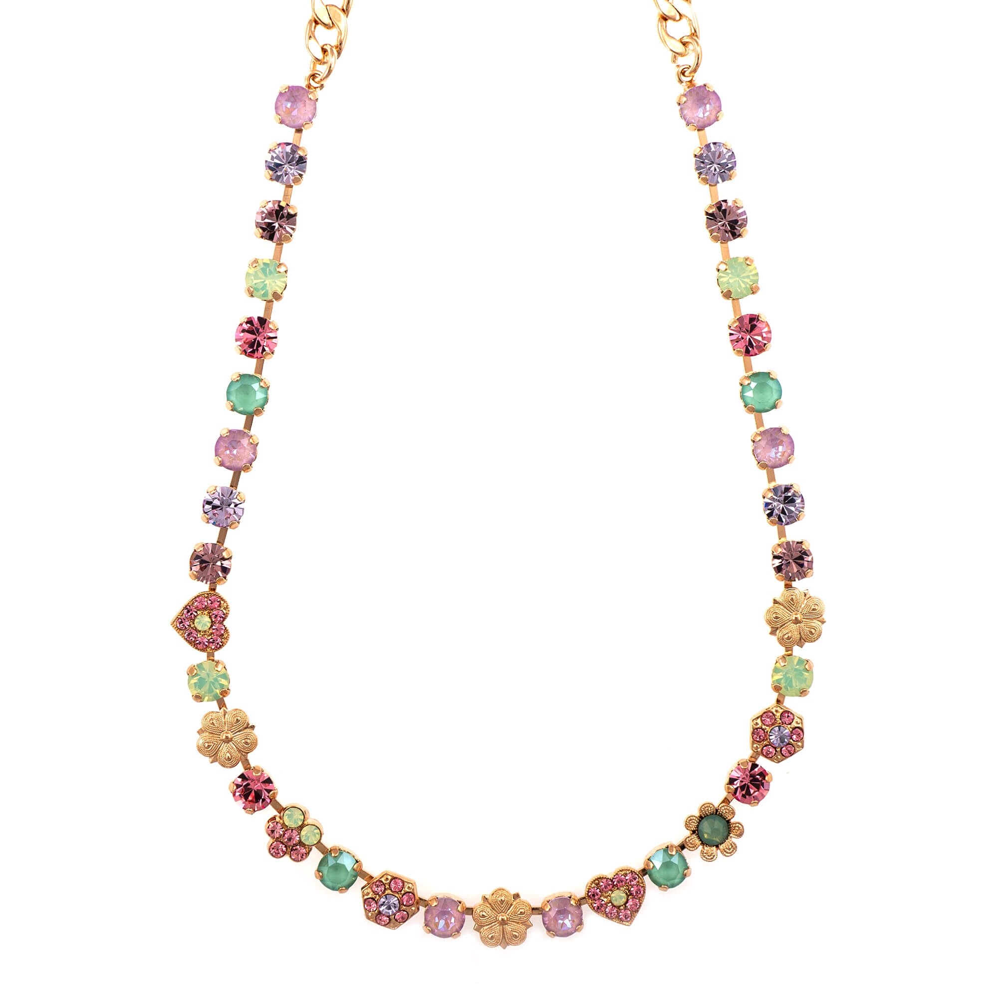 Colier placat cu Aur roz de 24K, Cristale, Lavender - Botanica by Roxannes - Mariana Jewellery, Multicolor 3028/2-1910RG