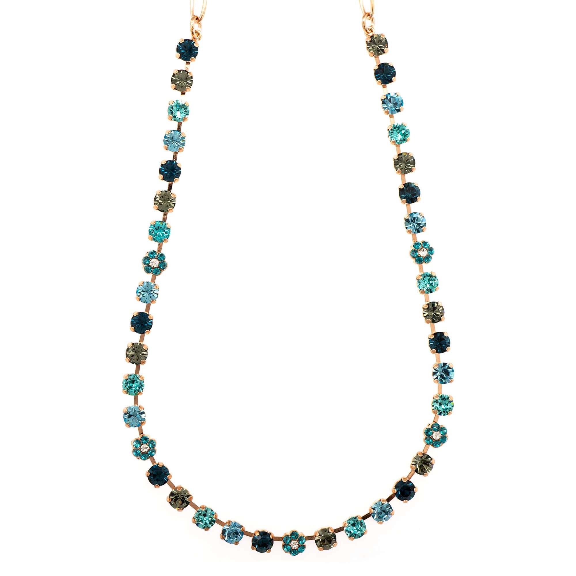 Colier placat cu Aur roz de 24K, Cristale, Nightfall - Mystique by Roxannes - Mariana Jewellery, Albastru 3008/1-1114RG