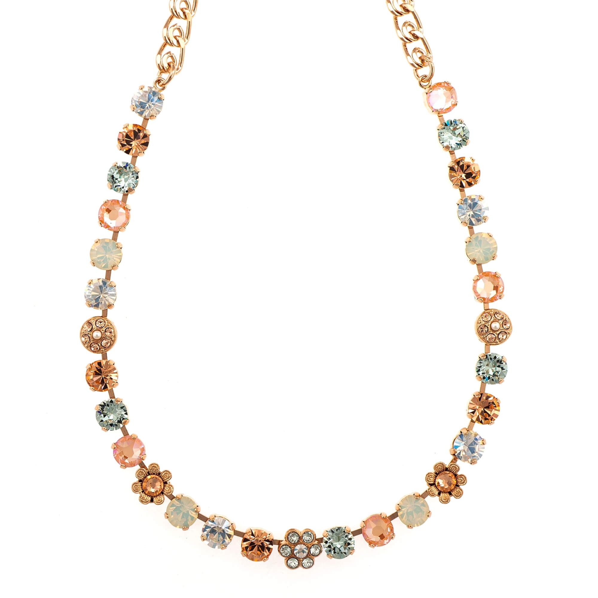 Colier placat cu Aur roz de 24K, Cristale, Gardenia - Botanica by Roxannes - Mariana Jewellery, Alb/Creme 3044/5-1913RG