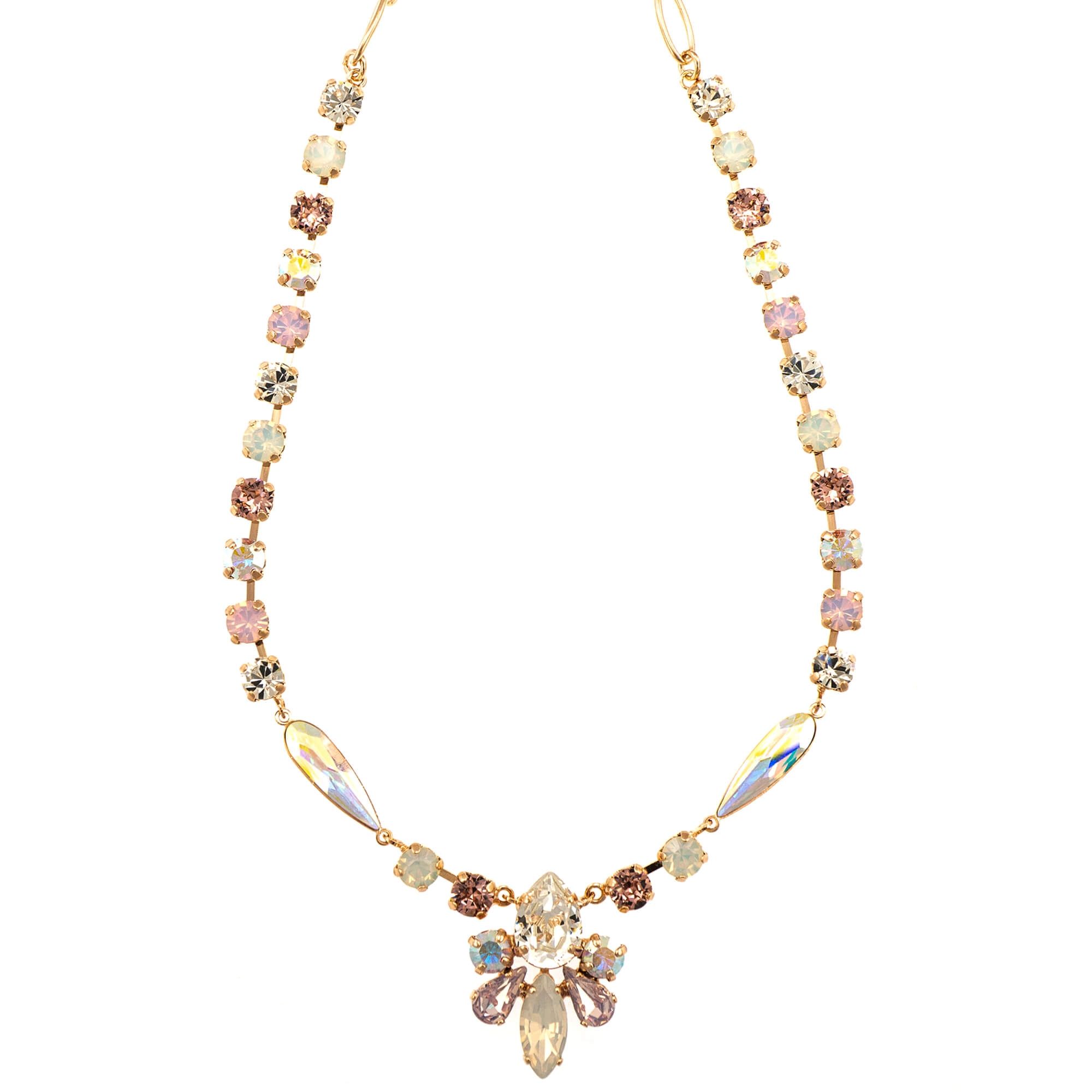 Colier placat cu Aur roz de 24K, Cristale, Aura by Roxannes - Mariana Jewellery, Alb/Roz 3030/4-1112RG