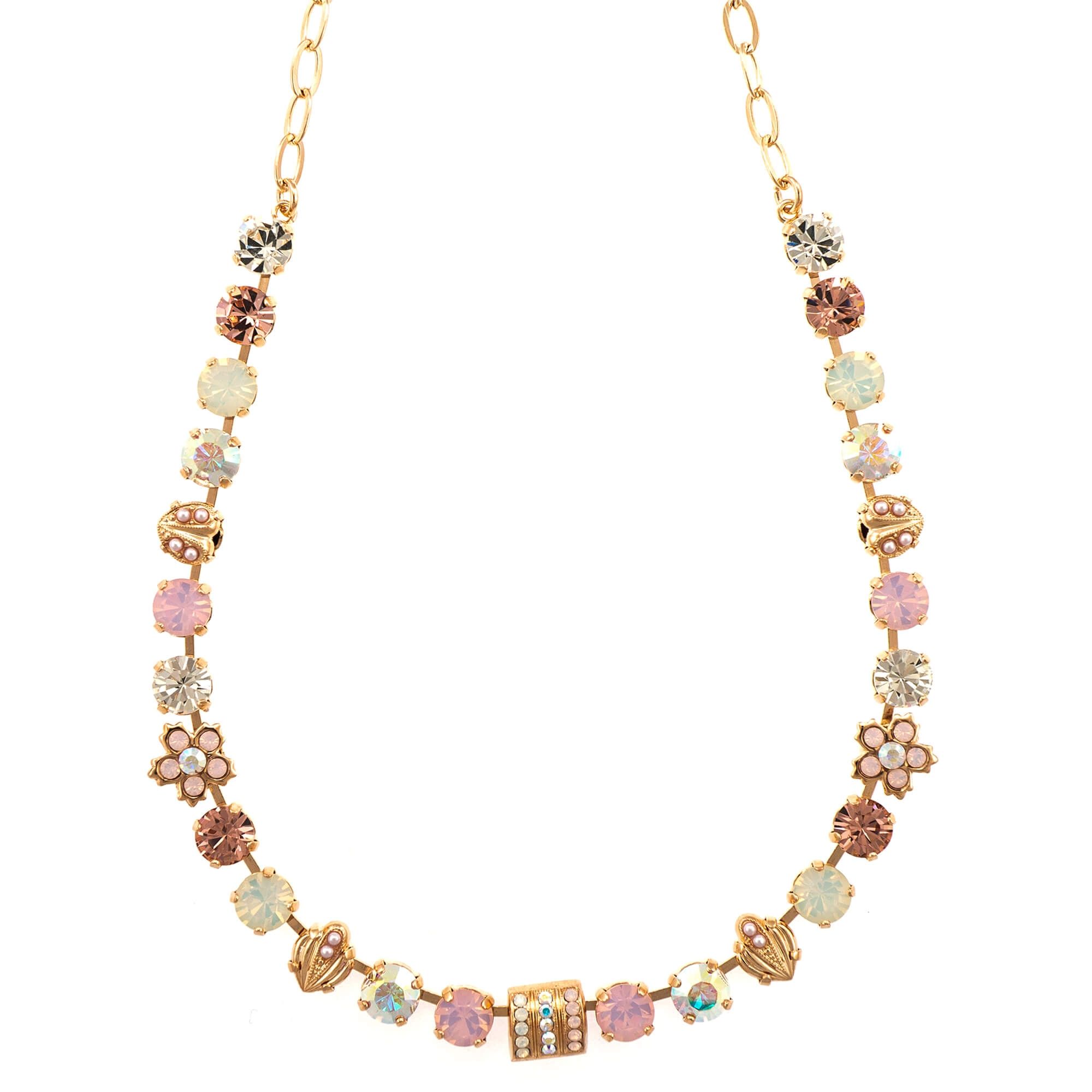 Colier placat cu Aur roz de 24K, Cristale, Aura by Roxannes - Mariana Jewellery, Alb/Roz 3042-1112RG