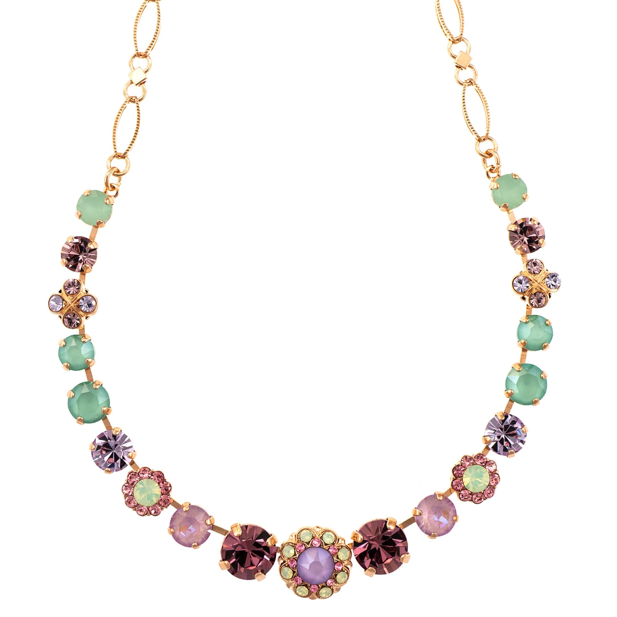 Colier placat cu Aur roz de 24K, Cristale, Lavender - Botanica by Roxannes - Mariana Jewellery, Multicolor 3352/3-1910RG