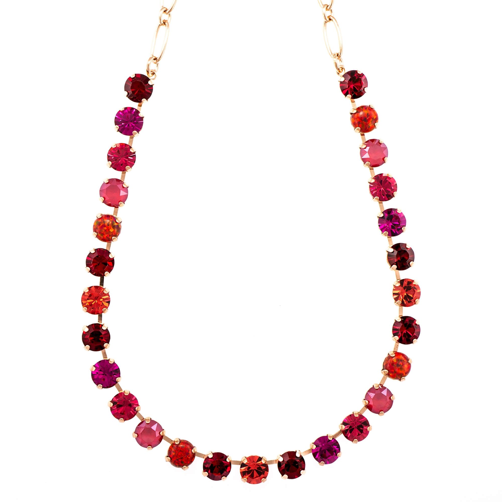 Colier placat cu Aur roz de 24K, Cristale si pietre semipretioase, FireFly by Roxannes - Mariana Jewellery, Rosu 3252SO4-M2140RG