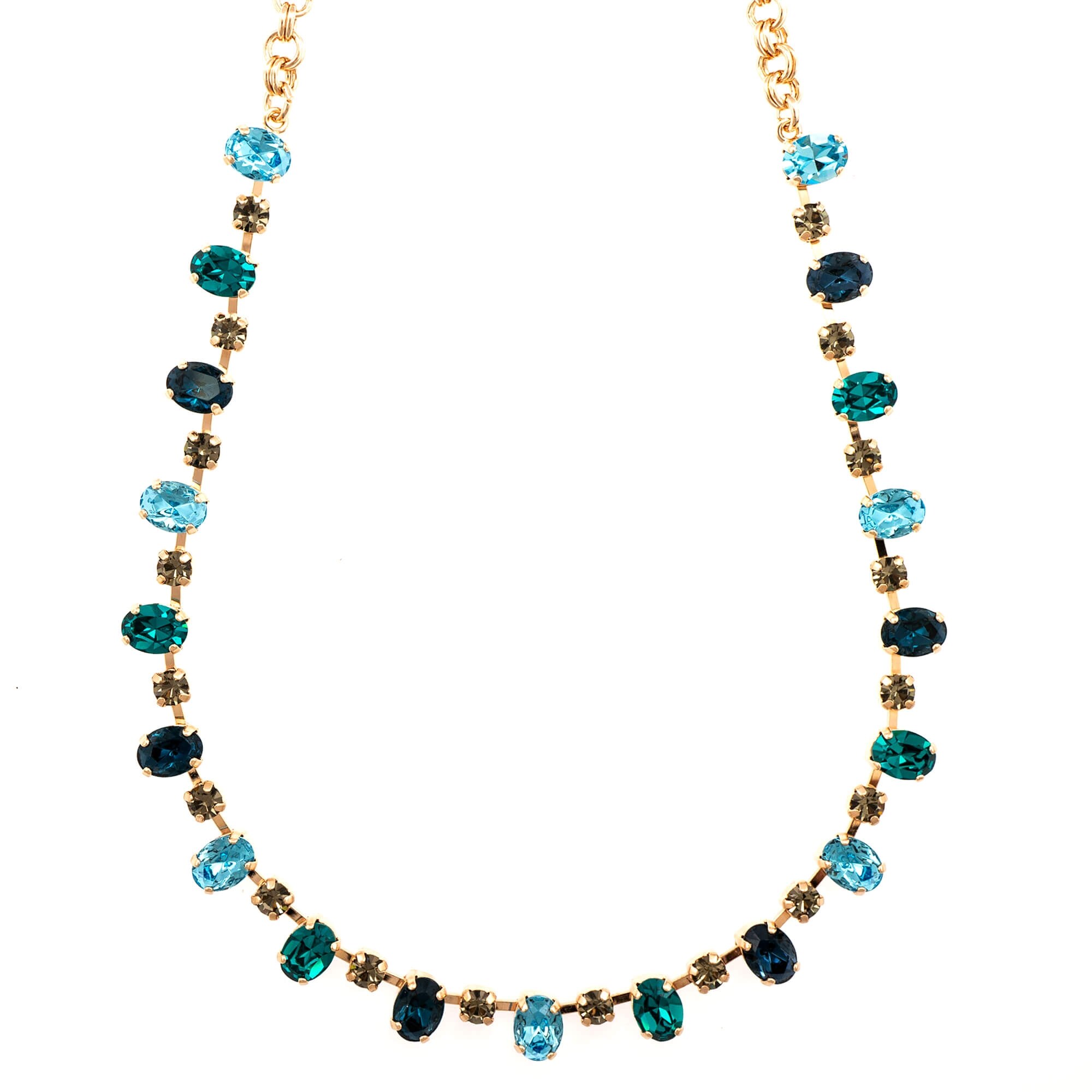 Colier placat cu Aur roz de 24K, Cristale, Nightfall - Mystique by Roxannes - Mariana Jewellery, Albastru 3508/3-1114RG