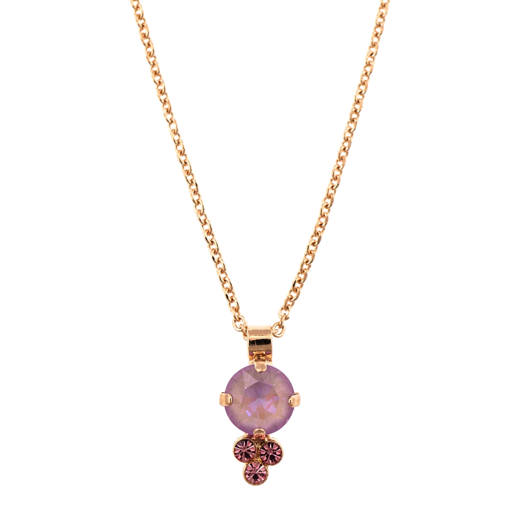 Pandantiv cu lant placat cu Aur roz de 24K, Cristale, Lavender - Botanica by Roxannes - Mariana Jewellery, Roz/Mov 5010/1-1910RG