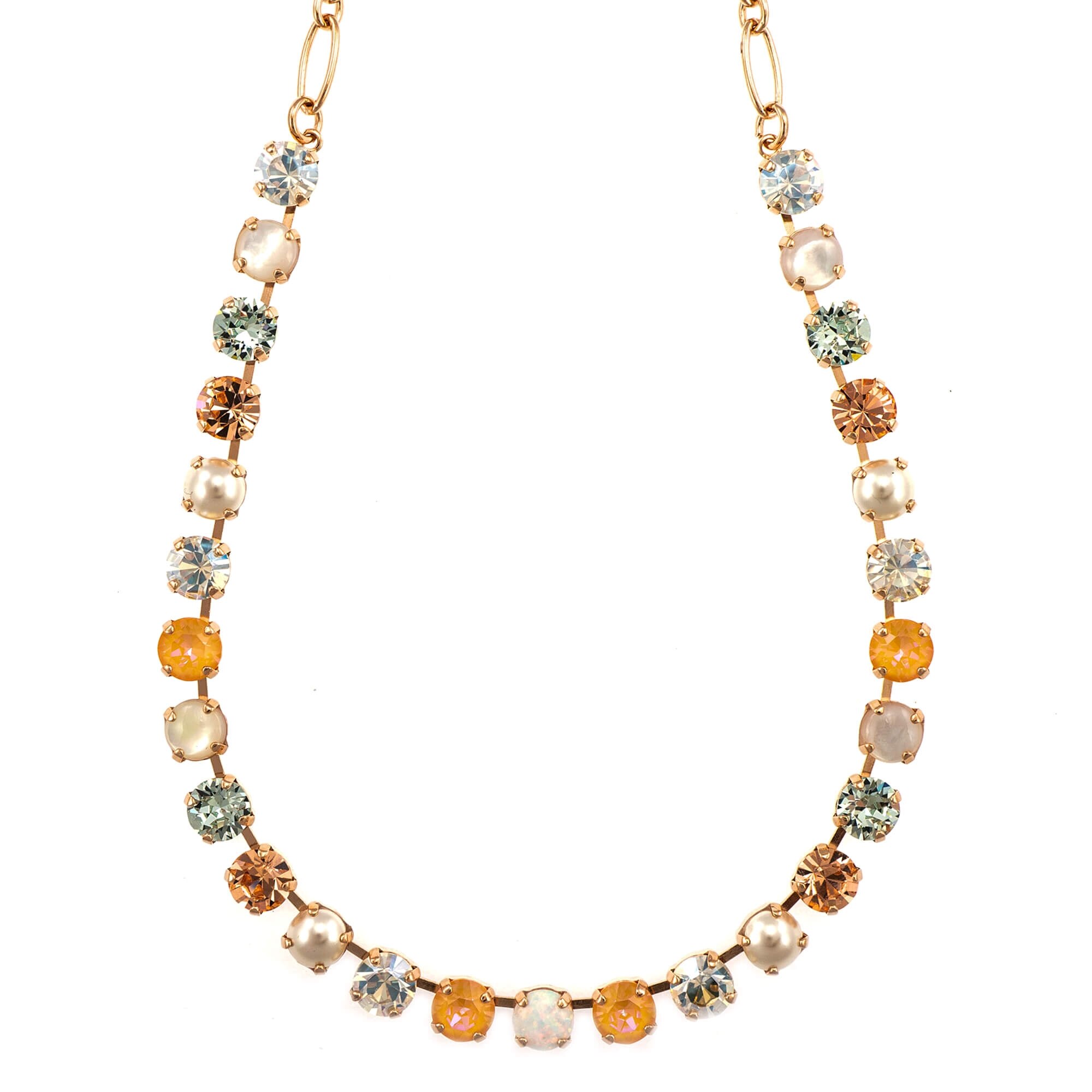 Colier placat cu Aur roz de 24K, Cristale si Pietre Semipretioase, Gardenia - Botanica by Roxannes - Mariana Jewellery, Alb/Creme 3252SO1-M1913RG
