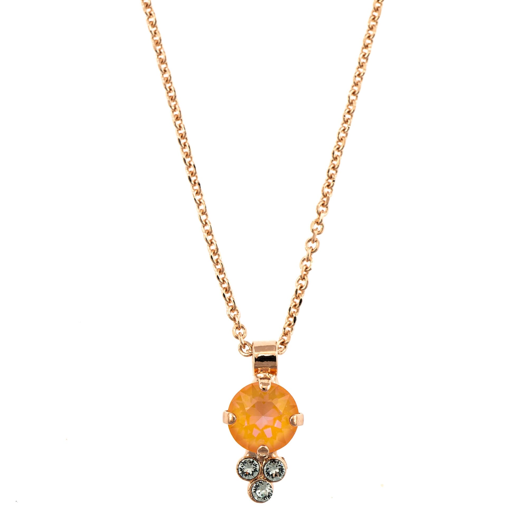 Pandantiv cu lant placat cu Aur roz de 24K, Cristale, Gardenia - Botanica by Roxannes - Mariana Jewellery, Alb/Creme 3252SO1-M1913RG