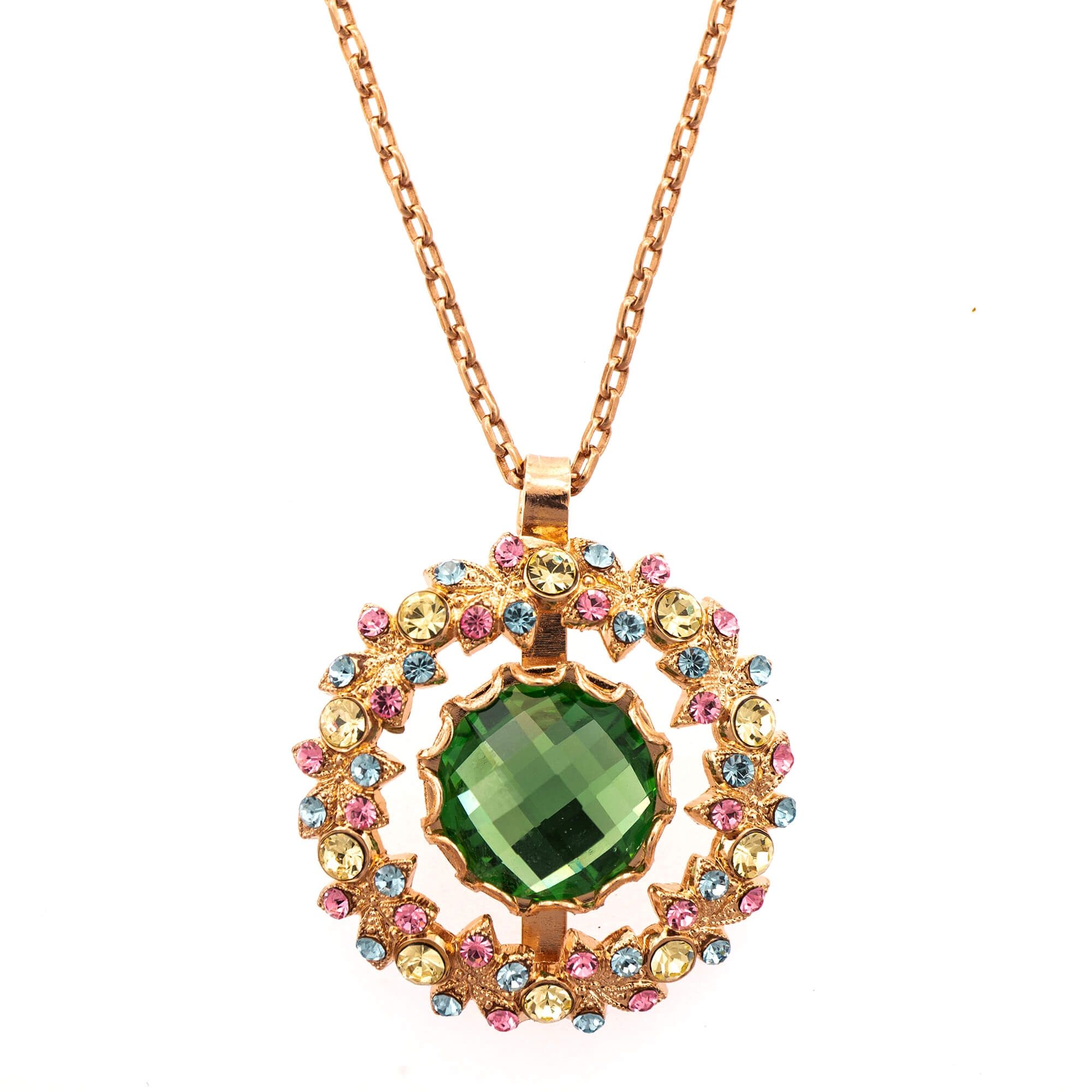 Pandantiv cu lant placat cu Argint 925, Cristale, Spring Flowers by Roxannes - Mariana Jewellery, Multicolor 5040/5-2141RG