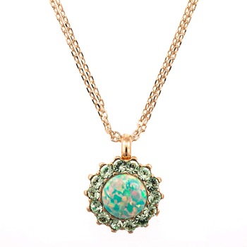 Pandantiv cu lant placat cu Aur roz de 24K, Cristale si Pietre Semipretioase, Fern by Roxannes - Mariana Jewellery, Verde 3245/3SO2-M2143RG Pandantiv cu lant placat cu Aur roz de 24K, Cristale si Pietre Semipretioase, Fern by Roxannes - Mariana Jewellery, Verde 3245/3SO2-M2143RG