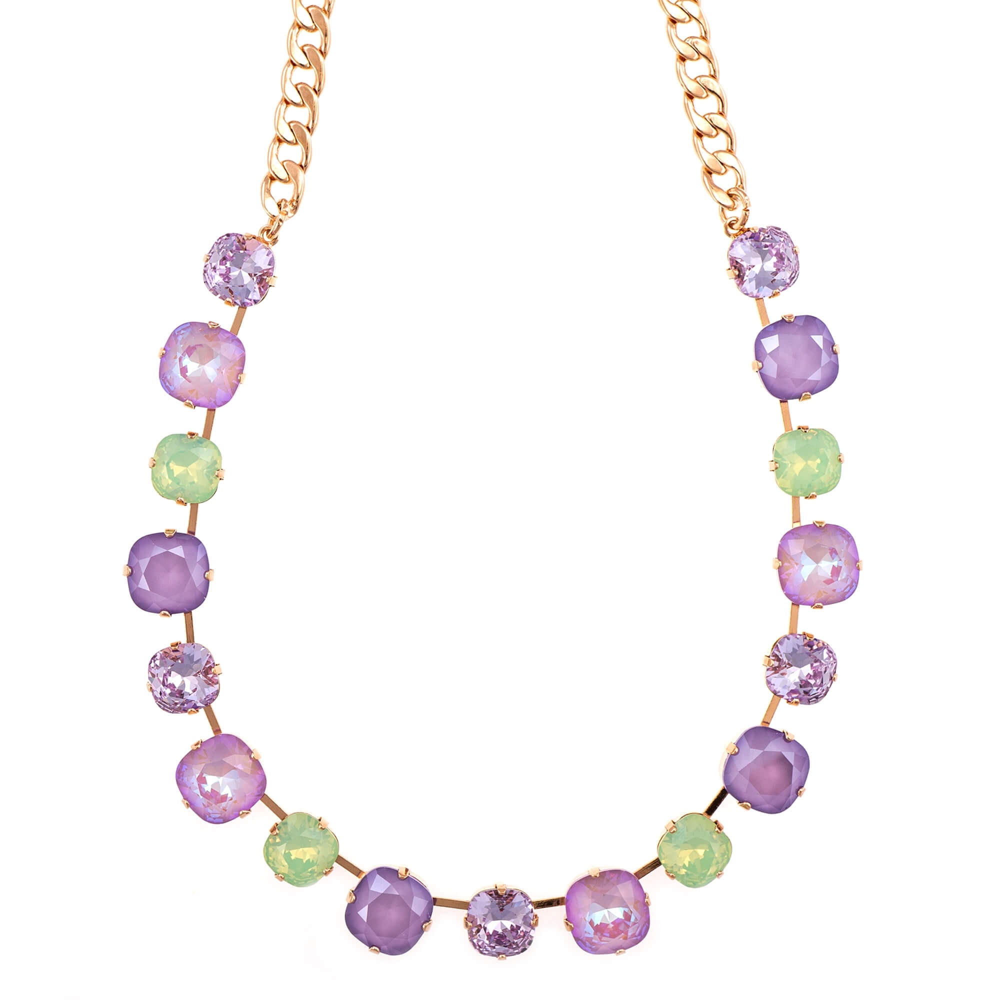 Colier placat cu Aur roz de 24K, Cristale, Lavender - Botanica by Roxannes - Mariana Jewellery, Multicolor 3326/90-1910RG