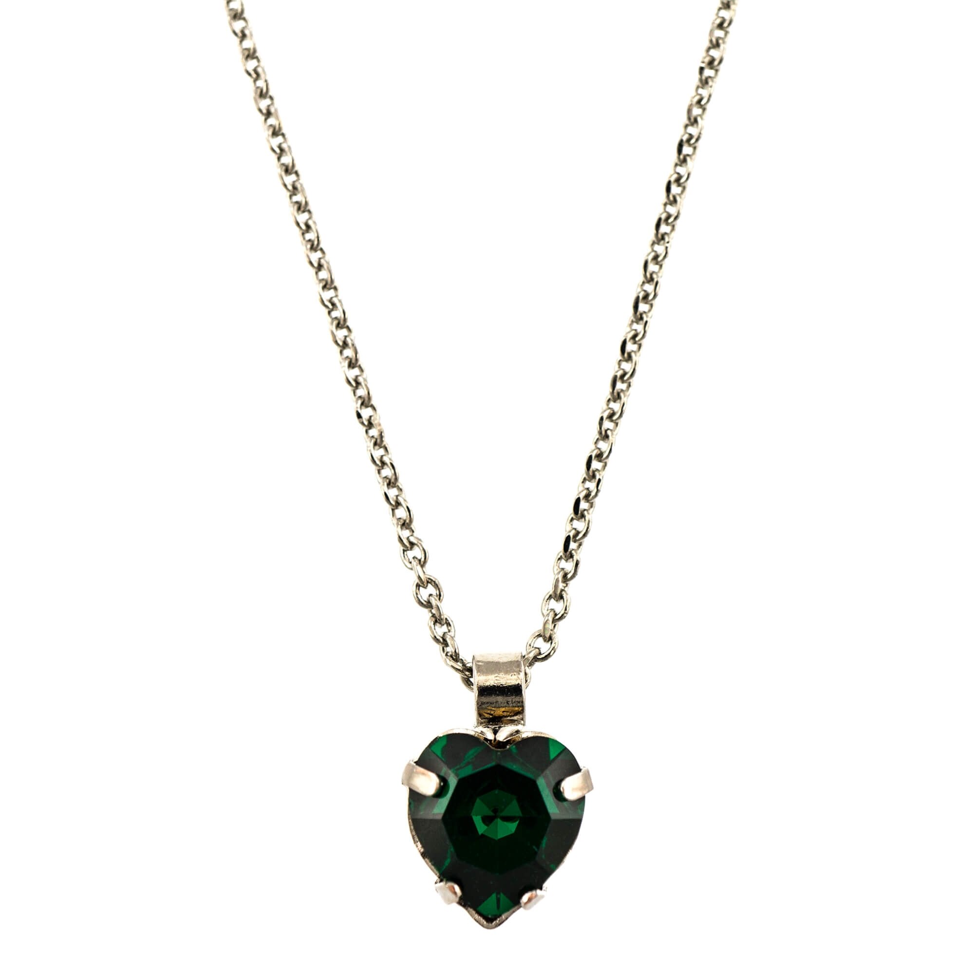 Pandantiv cu lant placat cu rodiu, Cristale, Emerald by Roxannes - Mariana Jewellery, Verde 5100/3-205RO