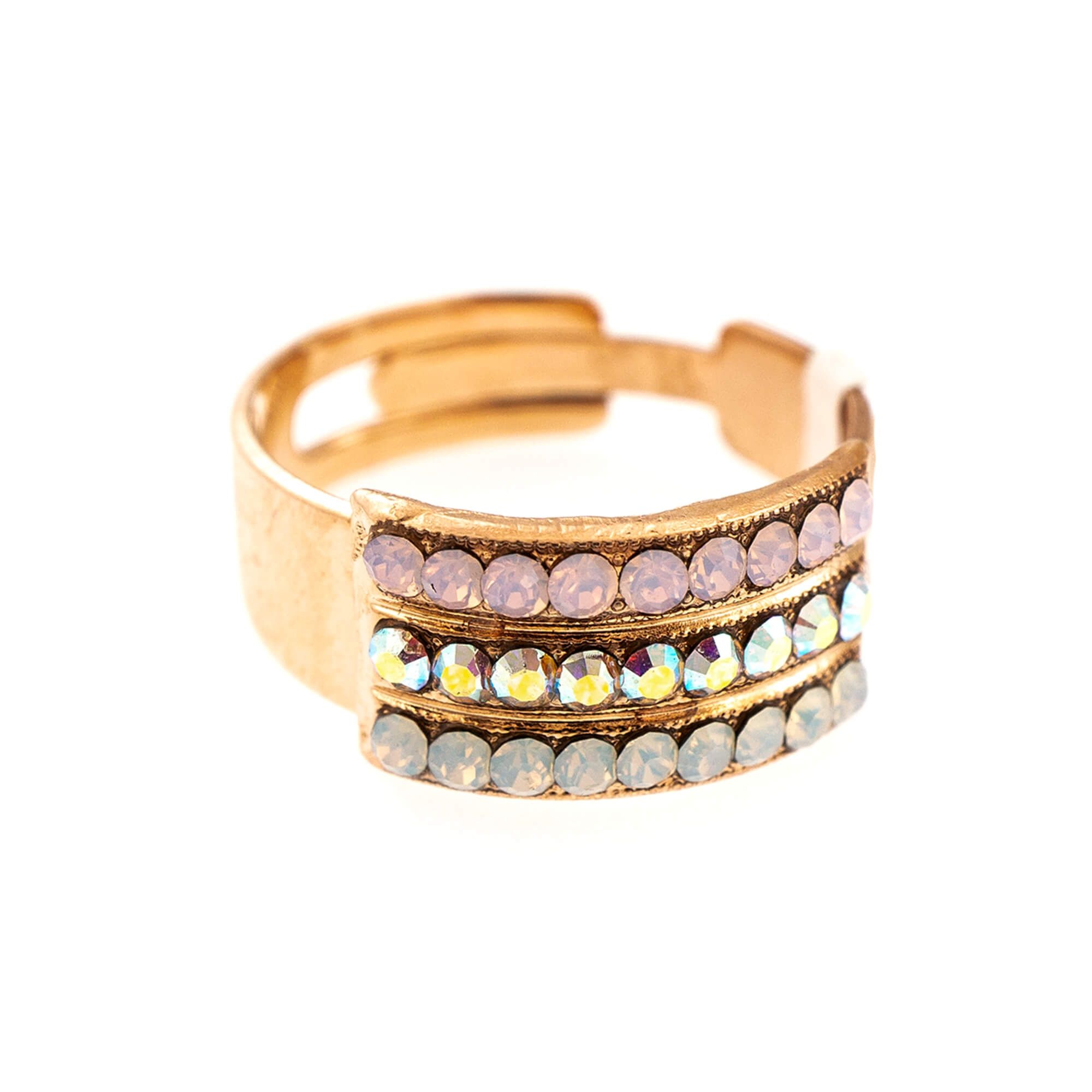 Inel placat cu Aur roz de 24K, Cristale, Aura by Roxannes - Mariana Jewellery, Alb/Roz 7008-1112RG
