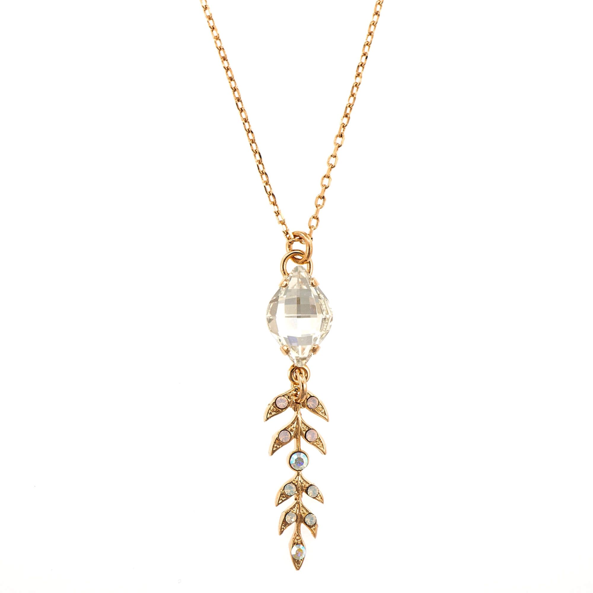 Pandantiv cu lant placat cu Aur roz de 24K, Cristale, Aura by Roxannes - Mariana Jewellery, Alb/Roz 5628-1112RG