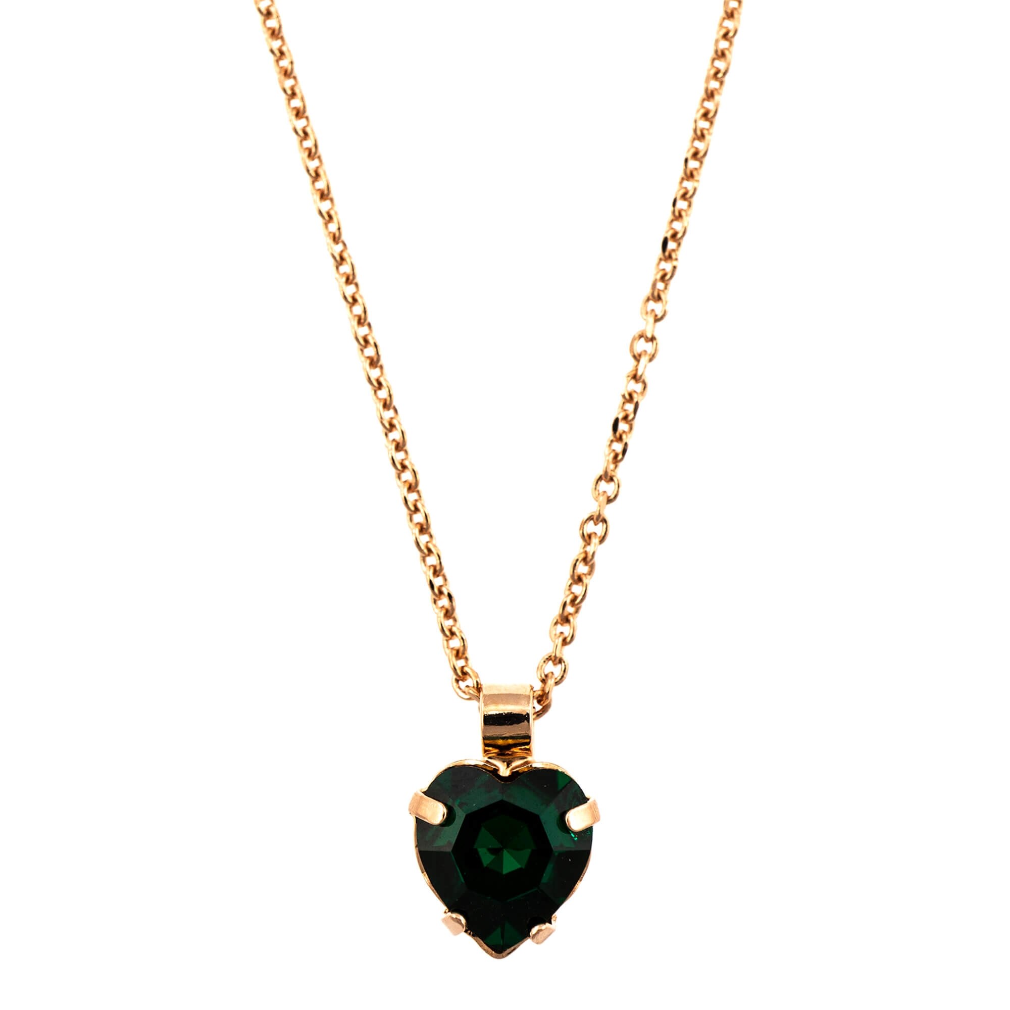 Pandantiv cu lant placat cu Aur roz de 24K, Cristale, Emerald by Roxannes - Mariana Jewellery, Verde 5100/3-205RG