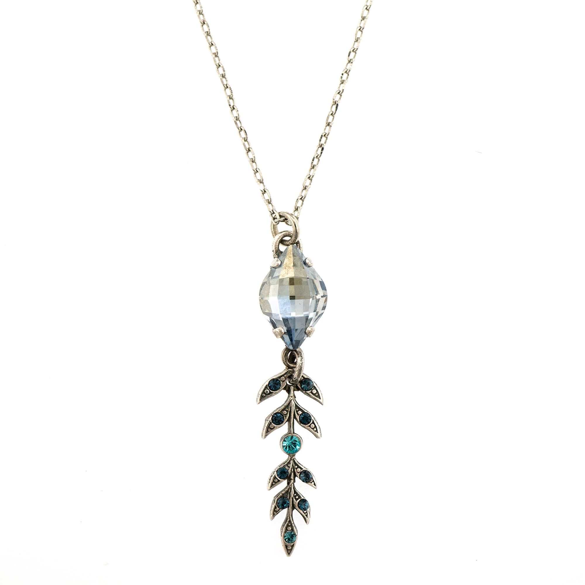 Pandantiv cu lant placat cu Argint 925, Cristale, Nightfall - Mystique by Roxannes - Mariana Jewellery, Albastru 5628-1114SP