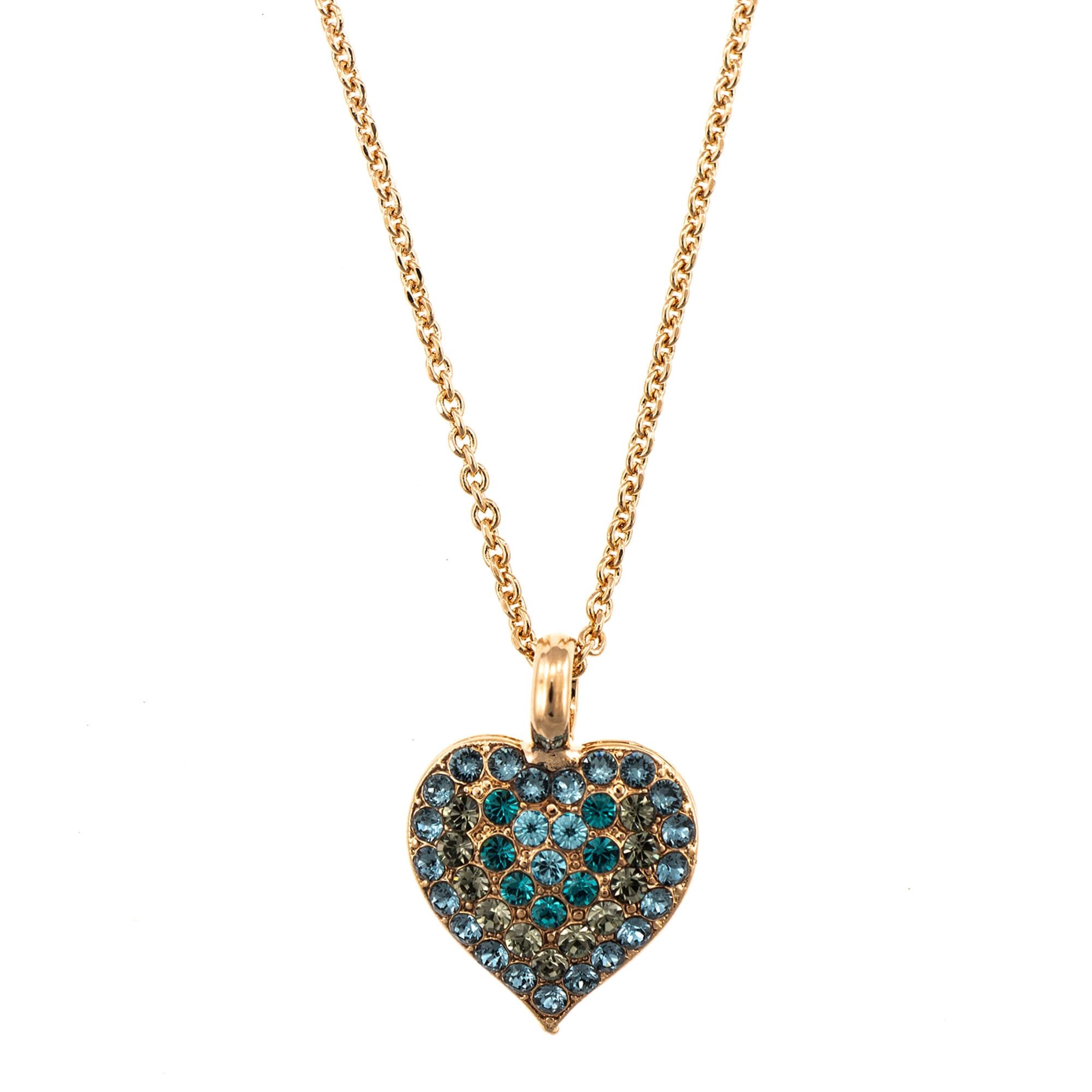 Pandantiv cu lant placat cu Aur roz de 24K, Cristale, Nightfall - Mystique by Roxannes - Mariana Jewellery, Albastru 5700/2-1114RG