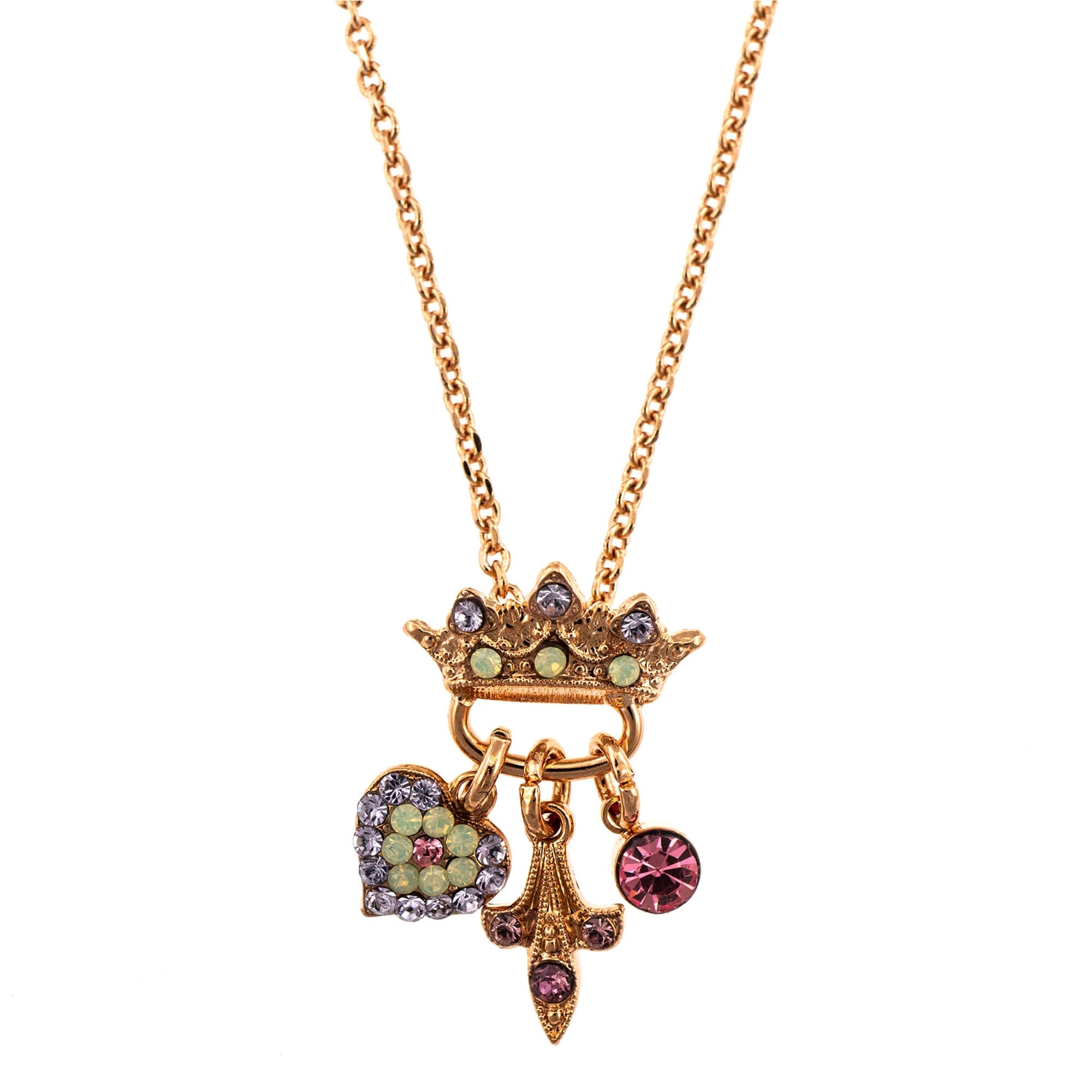 Pandantiv cu lant placat cu Aur roz de 24K, Cristale, Lavender - Botanica by Roxannes - Mariana Jewellery, Multicolor 5543/1-1910RG