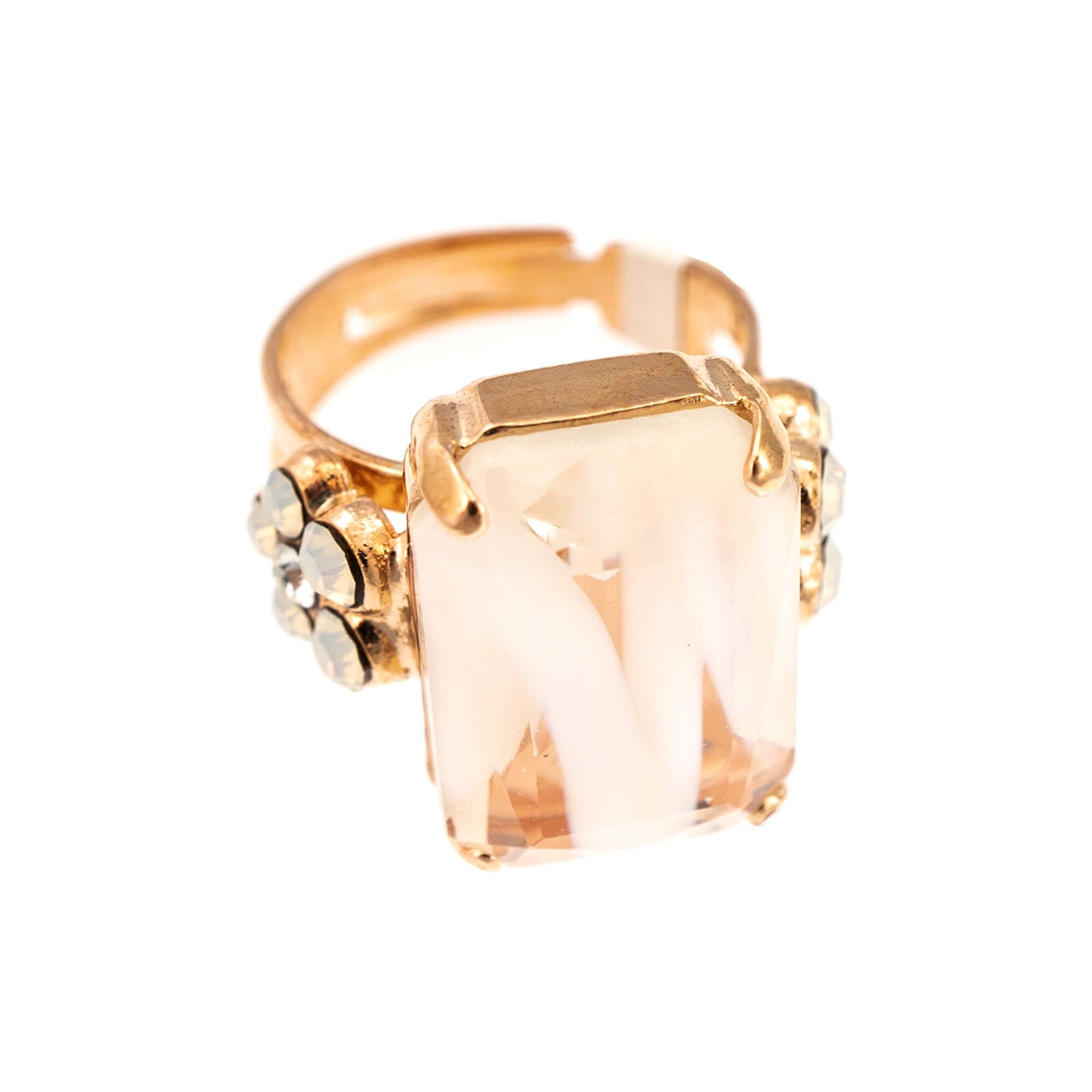 Inel placat cu Aur roz de 24K, Cristale, Seashell by Roxannes - Mariana Jewellery, Alb 7002/1-234RG