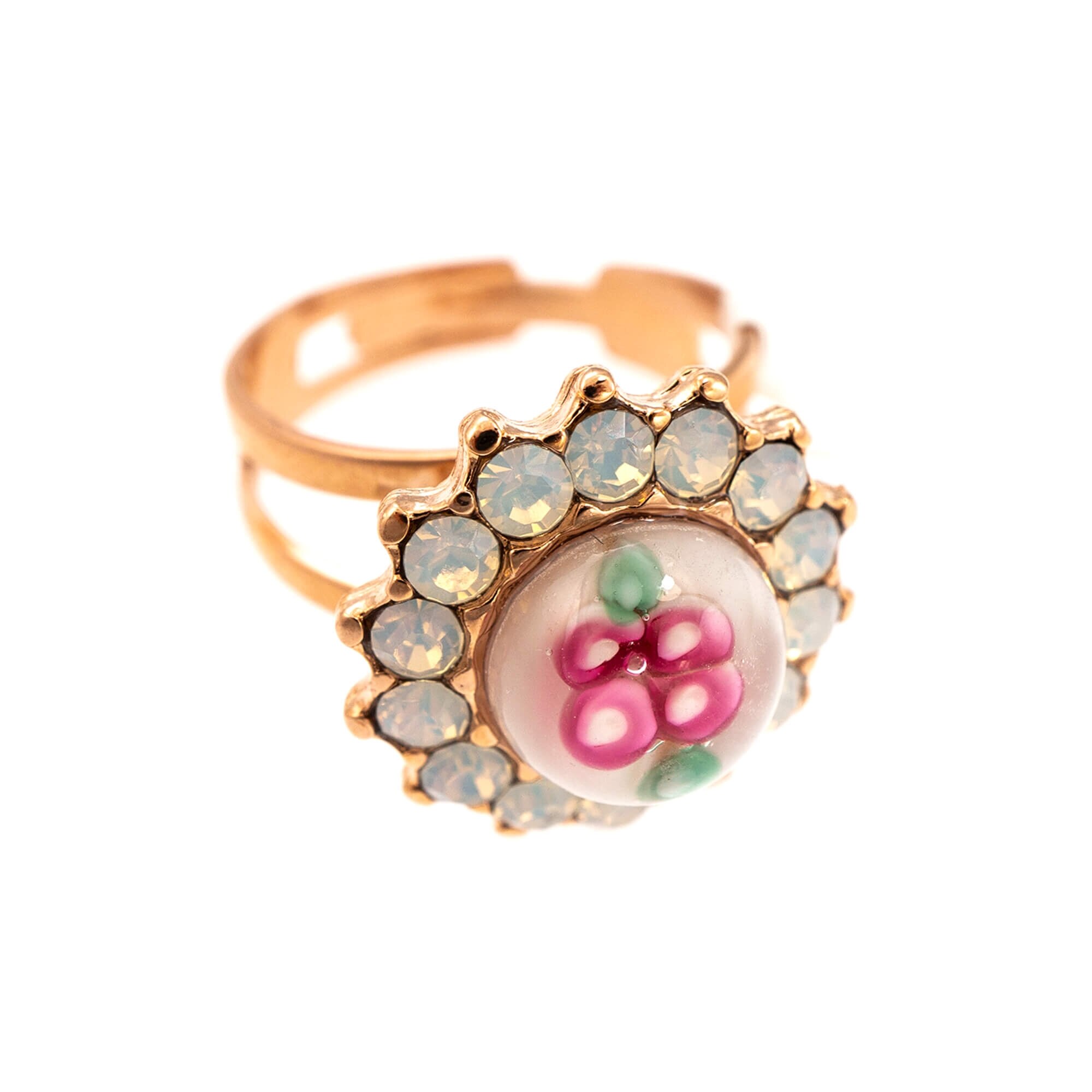 Inel placat cu Aur roz de 24K, Cristale, Seashell by Roxannes - Mariana Jewellery, Alb 7023-234016RG