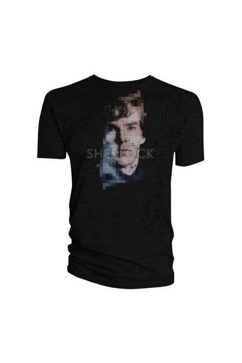 Tricou de dama, Sherlock, Pixelated, Negru, L