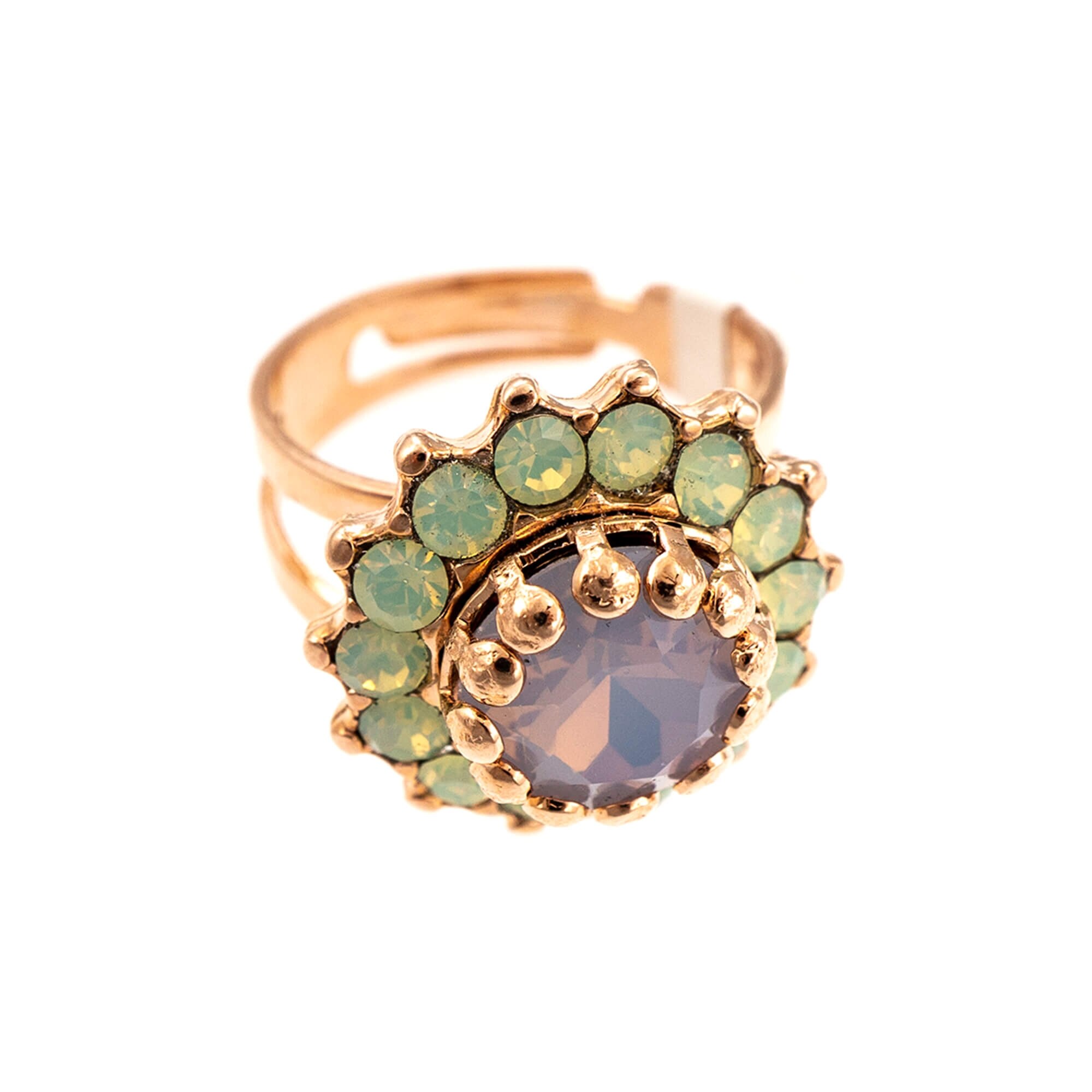 Inel placat cu Aur roz de 24K, Cristale, Lavender - Botanica by Roxannes - Mariana Jewellery, Multicolor 7163-1910RG
