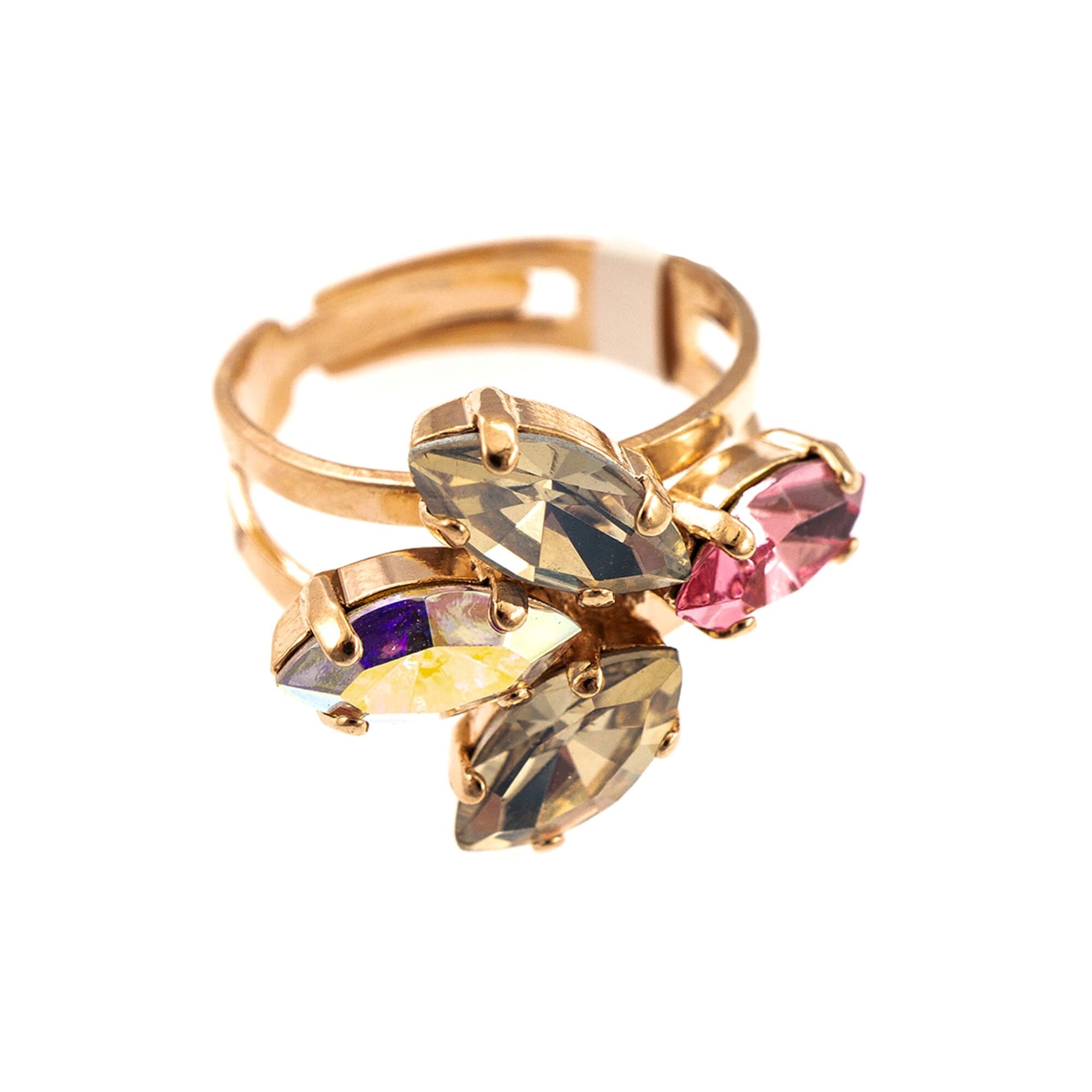 Inel placat cu Aur roz de 24K, Cristale, Aura by Roxannes - Mariana Jewellery, Alb/Roz 7238/5-1112RG