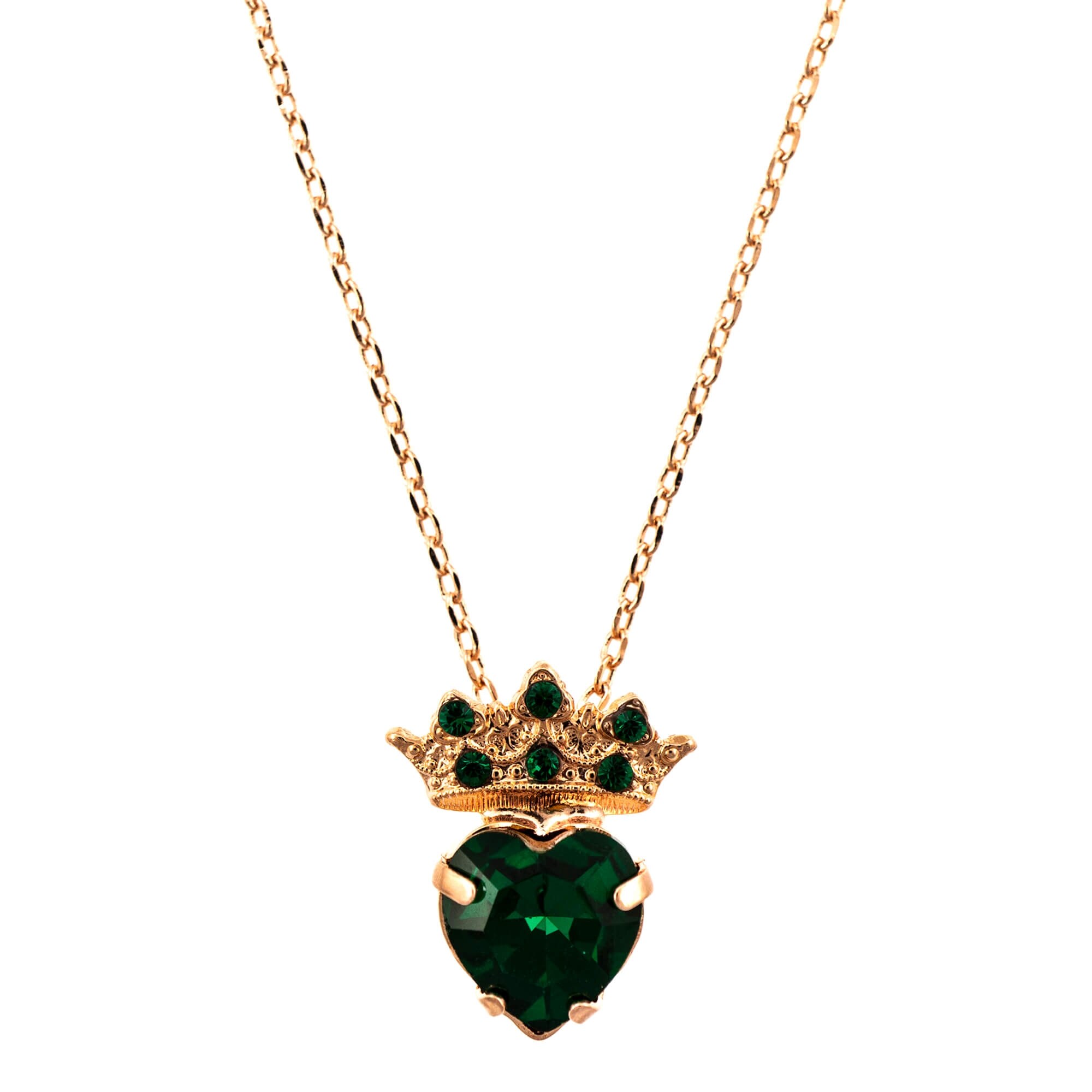 Pandantiv cu lant placat cu Aur roz de 24K, Cristale, Emerald by Roxannes - Mariana Jewellery, Verde 5543-205205RG