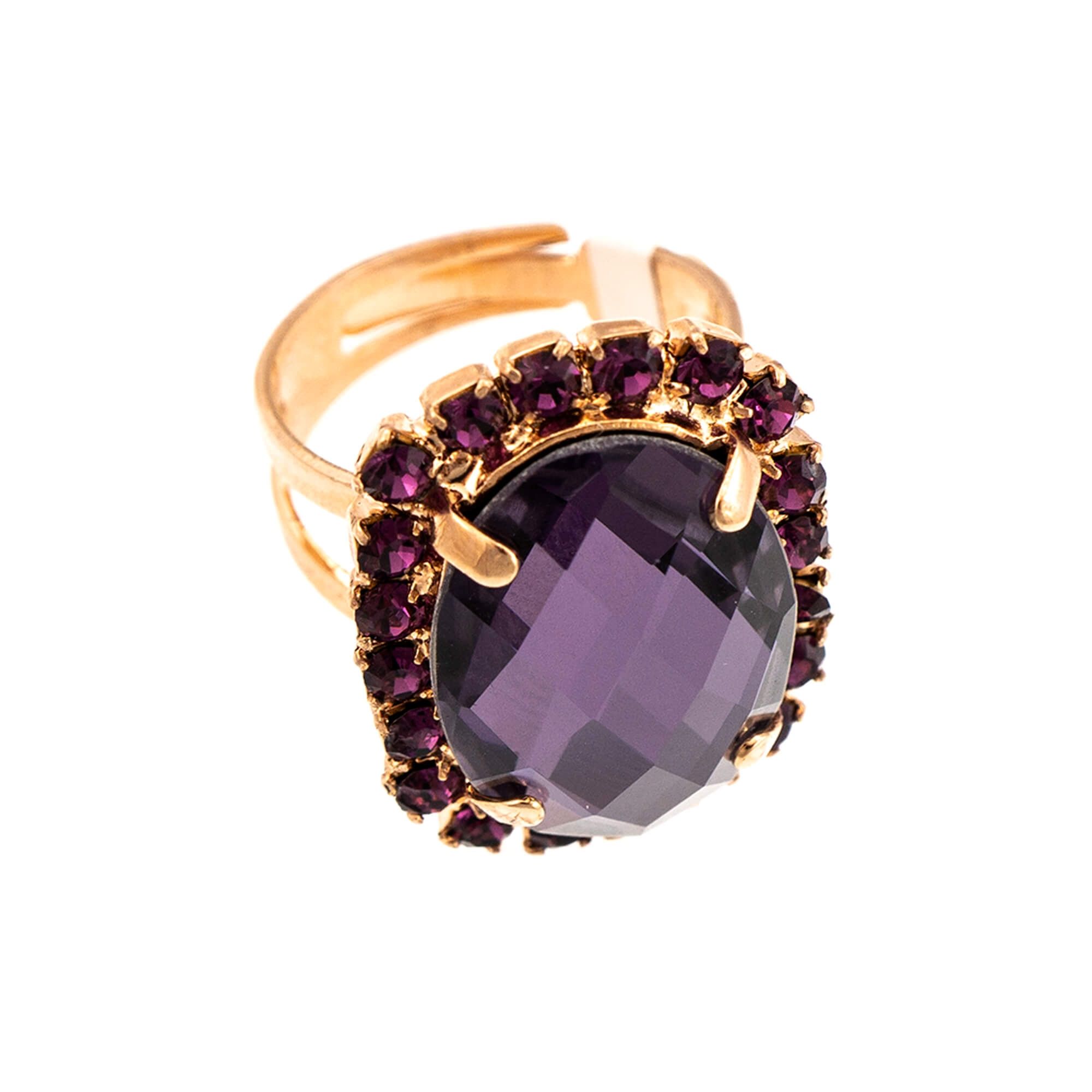 Inel placat cu Aur roz de 24K, Cristale, Desire by Roxannes - Mariana Jewellery, Mov 7090/1-2044RG