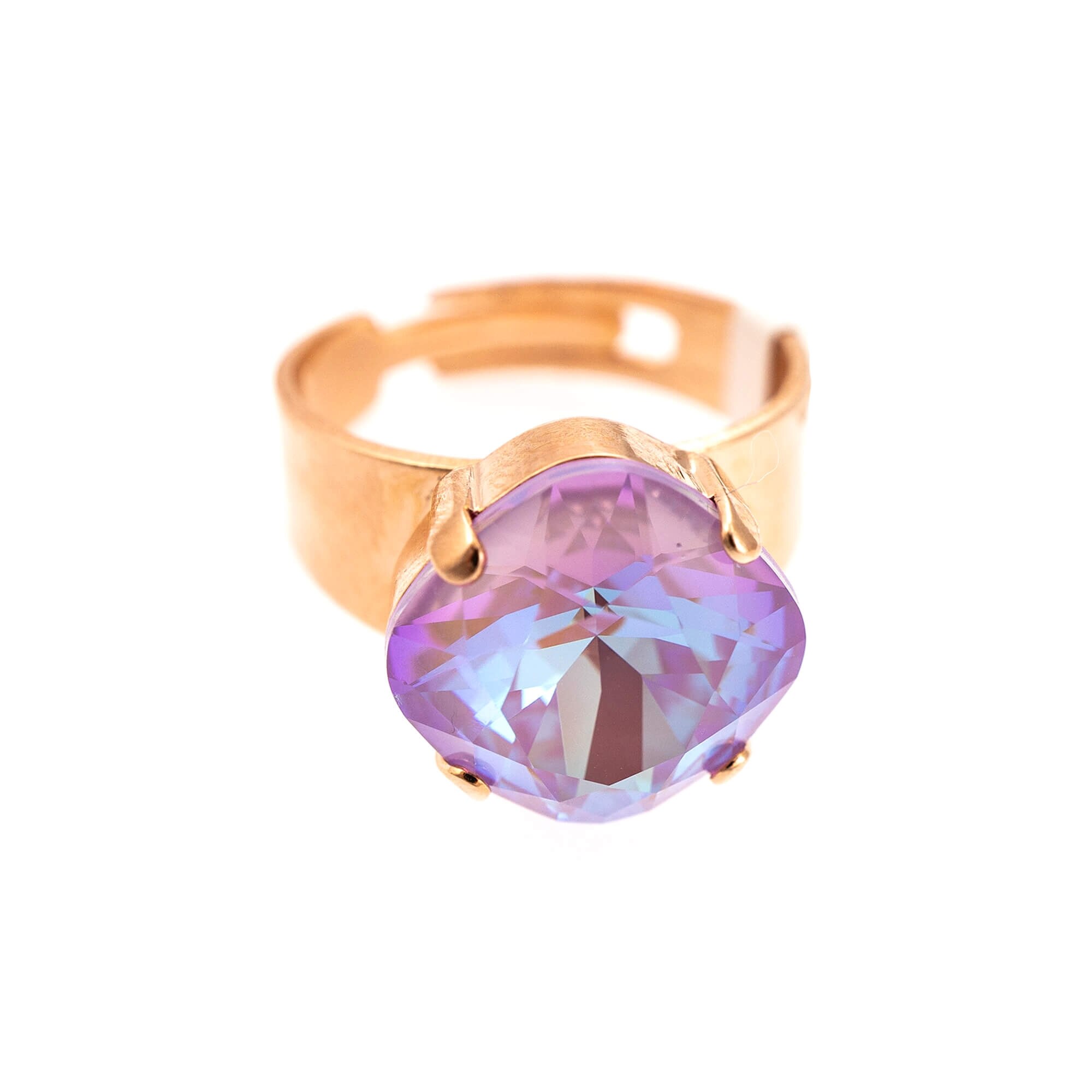 Inel placat cu Aur roz de 24K, Cristale, Lavender - Botanica by Roxannes - Mariana Jewellery, Roz/Mov 7326/7-144RG