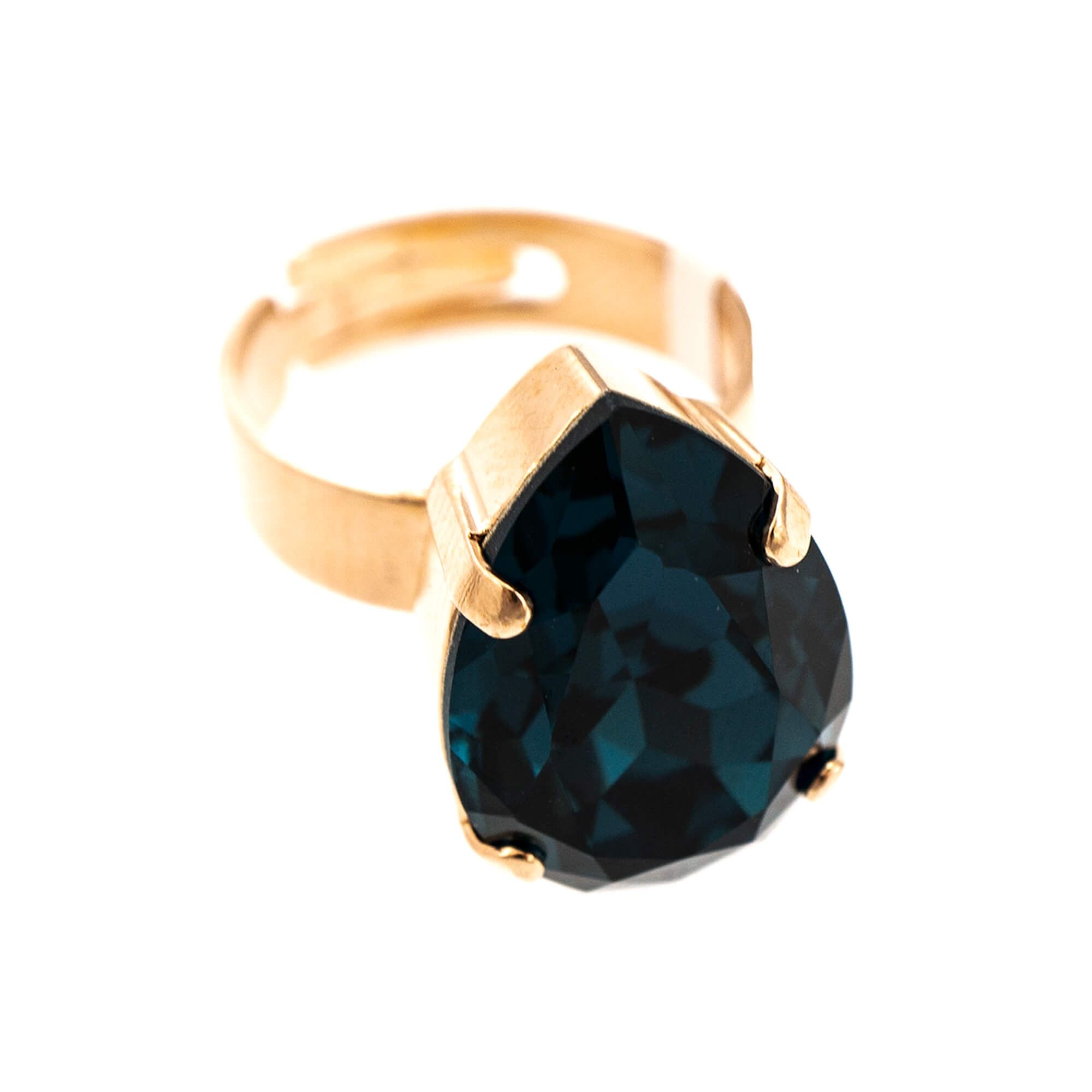Inel placat cu Aur roz de 24K, Cristale, Nightfall - Mystique by Roxannes - Mariana Jewellery, Albastru 7098/5-207RG