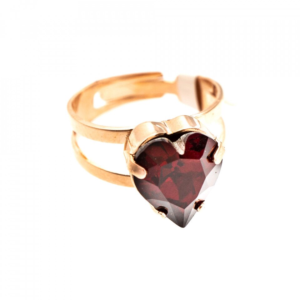 Inel placat cu Aur roz de 24K, Cristale Swarovski, Camelia - Botanica by Roxannes - Mariana Jewellery, Rosu 7100/2-208RG