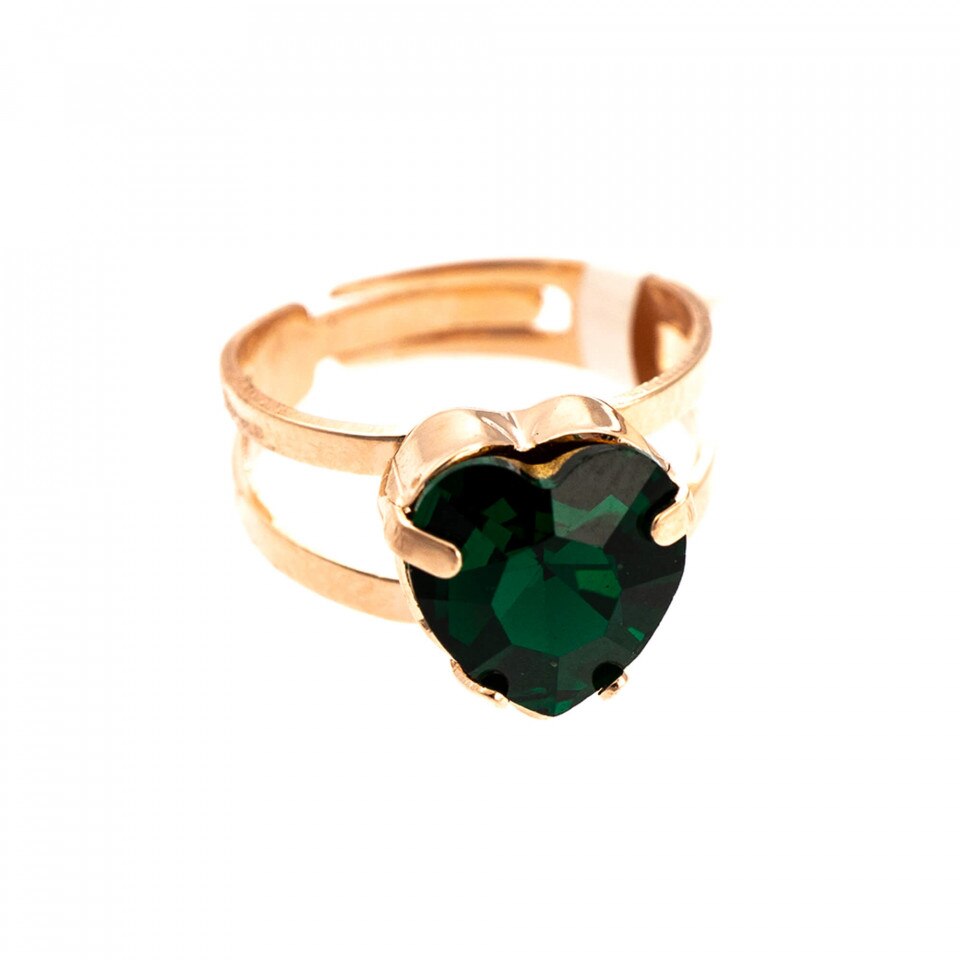 Inel placat cu Aur roz de 24K, Cristale Swarovski, Emerald by Roxannes - Mariana Jewellery, Verde 7100/2-205RG
