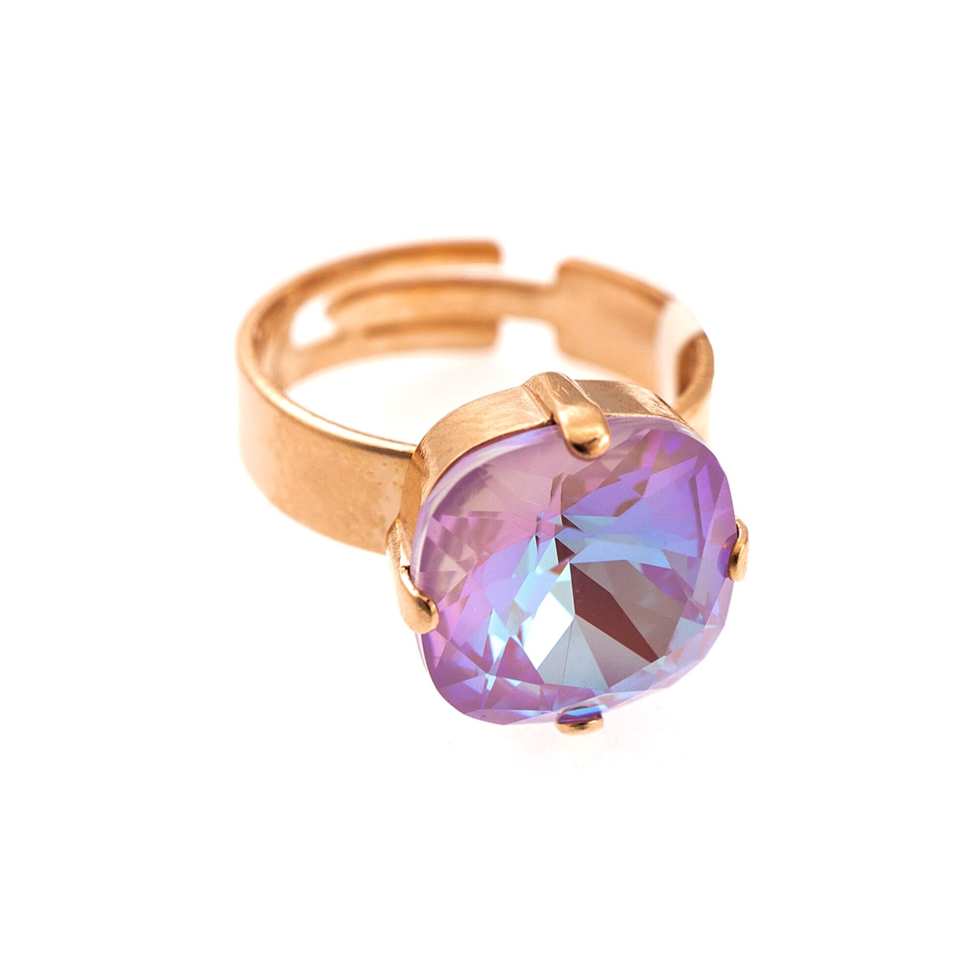 Inel placat cu Aur roz de 24K, Cristale, Lavender - Botanica by Roxannes - Mariana Jewellery, Roz/Mov 7326/4-144RG