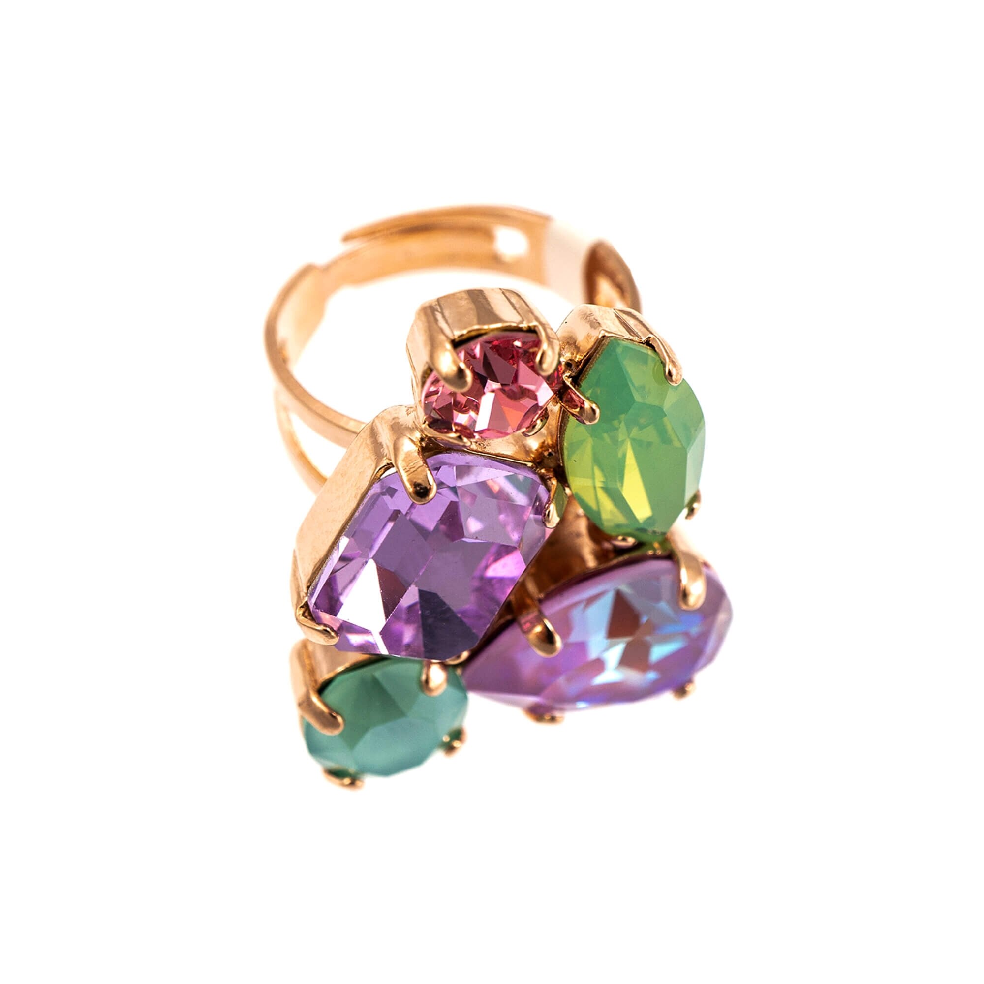 Inel placat cu Aur roz de 24K, Cristale, Lavender - Botanica by Roxannes - Mariana Jewellery, Multicolor 7402-1910RG