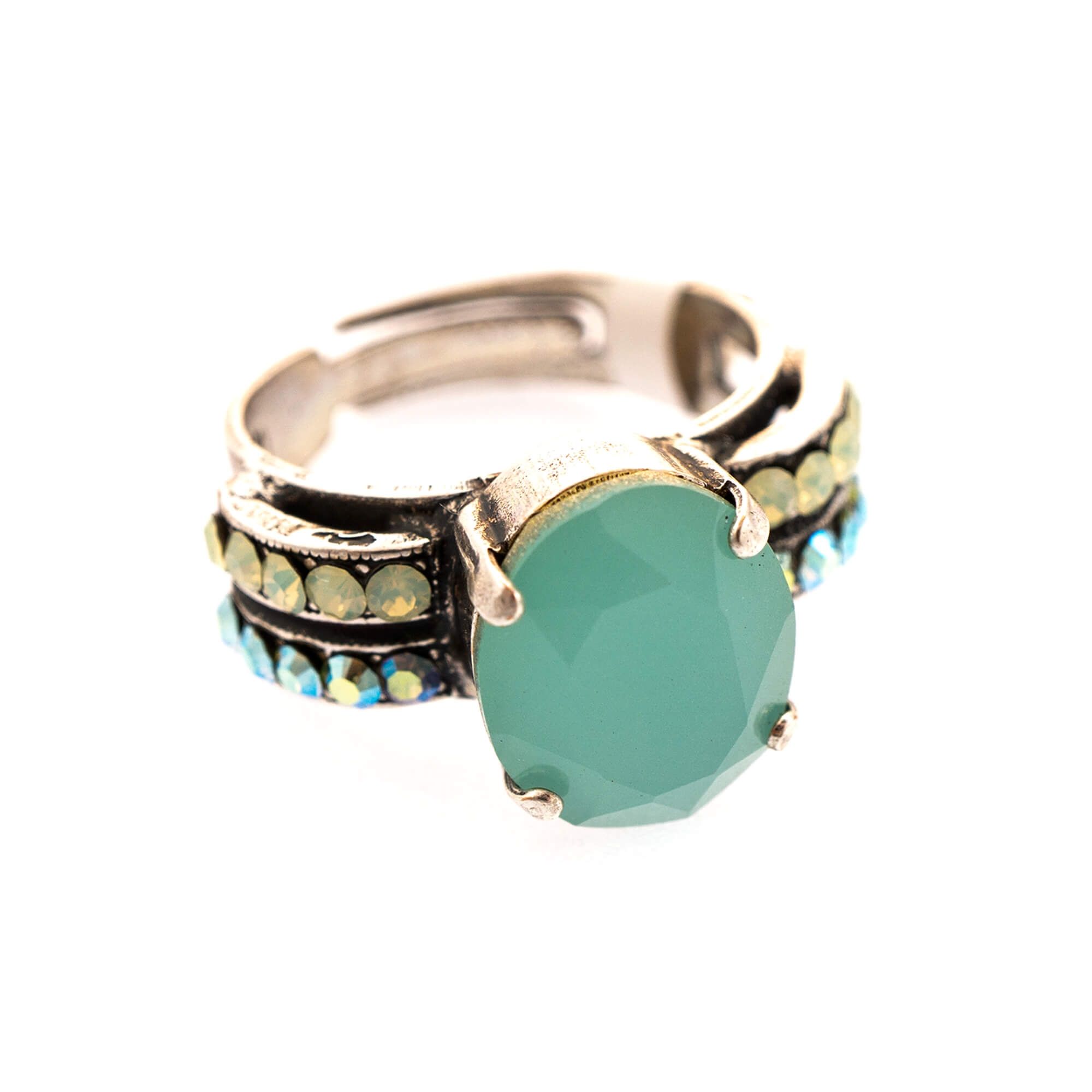 Inel placat cu Argint 925, Cristale, Fern by Roxannes - Mariana Jewellery, Verde 7123-2143SP