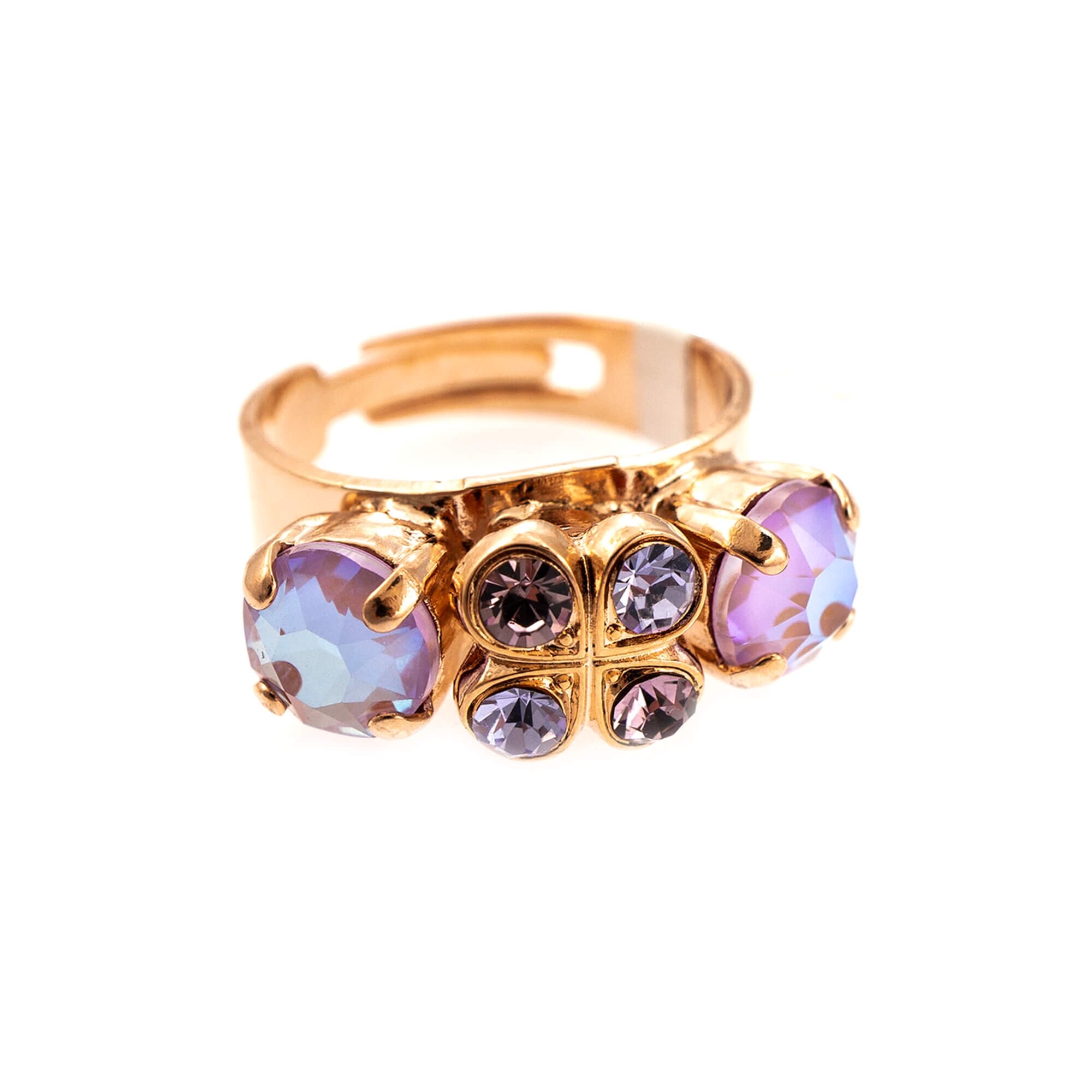 Inel placat cu Aur roz de 24K, Cristale, Lavender - Botanica by Roxannes - Mariana Jewellery, Multicolor 7535-1910RG