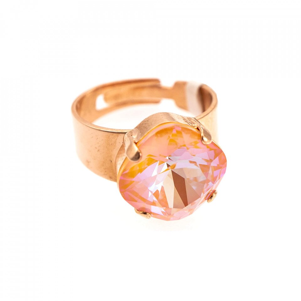 Inel placat cu Aur roz de 24K, Cristale Swarovski, Gardenia - Botanica by Roxannes - Mariana Jewellery, Galben Topaz 7326/7-140RG