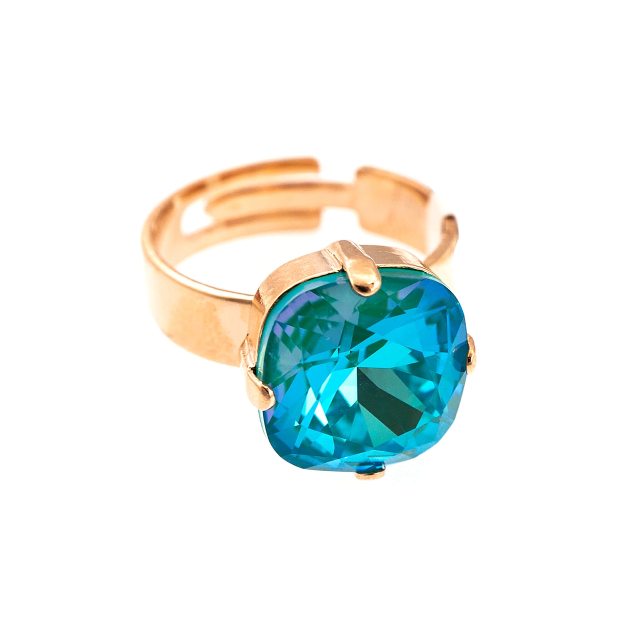 Inel placat cu Aur roz de 24K, Cristale, Mojito by Roxannes - Mariana Jewellery, Turquoise 7326/4-142RG