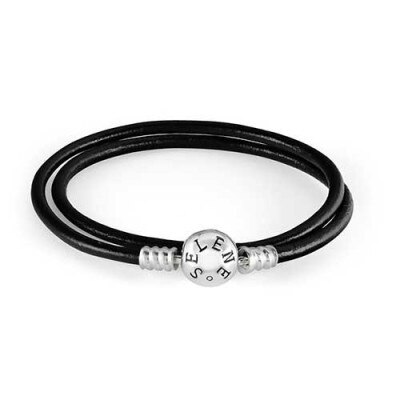 Bratara dama Selene Black Leather Double Length