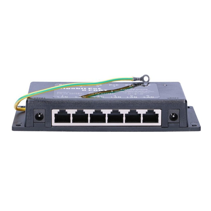 Захранващ адаптер EXTRALINK, 6 порта, Пасивен или 802.3af/at, PoE захранване, 1 GbE, 18 V~57 V, DC, Максимално 90 W