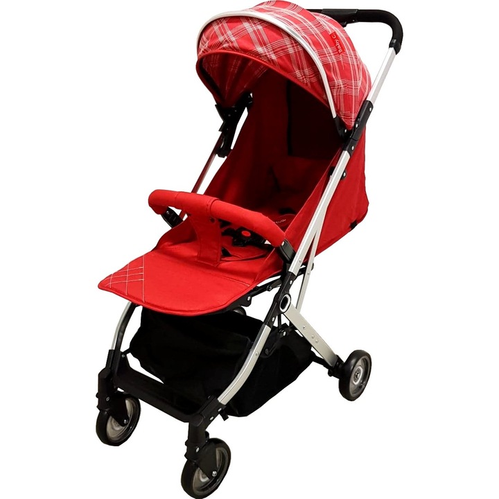 Carucior sport ultracompact pentru copii BABY CARE™ PRO A320, Transformabil in troller, Spatar reglabil in 3 trepte, Pozitie somn, Roti transparente, Plasa insecte incorporata, Rosu