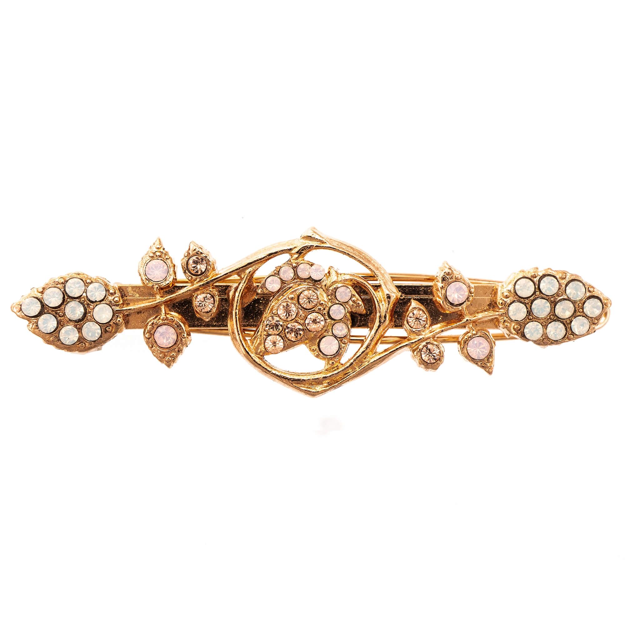 Agrafa de par placata cu Aur roz de 24K, Cristale, Tiara Day by Roxannes - Mariana Jewellery, Alb/Roze 9043-2333RG