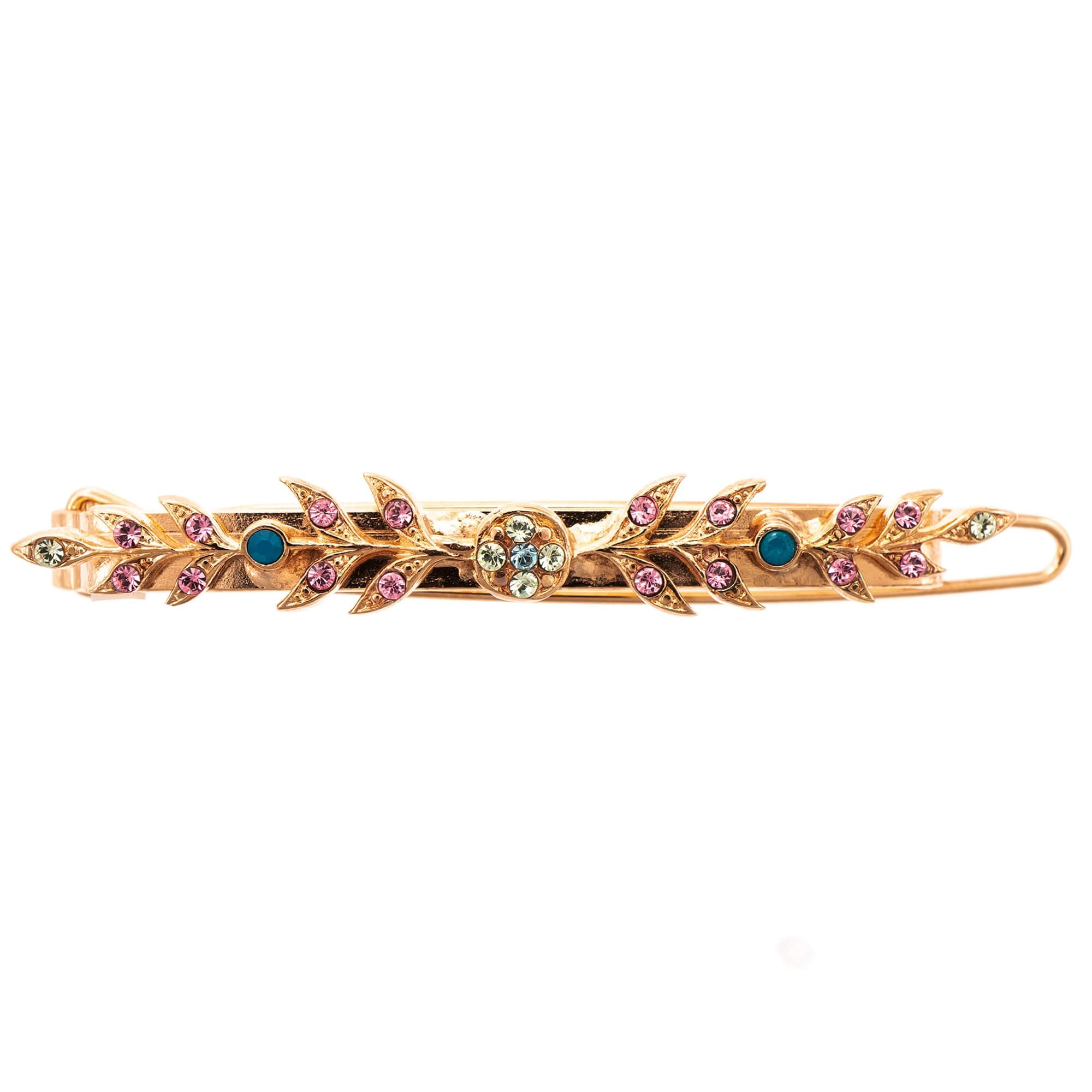 Agrafa de par placata cu Aur roz de 24K, Cristale, Spring Flowers by Roxannes - Mariana Jewellery, Alb/Roze 9029-2141RG