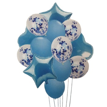 Set 14 baloane bleu folie lucioasa si latex cu confetti - PartyBaloon2 Set 14 baloane bleu folie lucioasa si latex cu confetti - PartyBaloon2