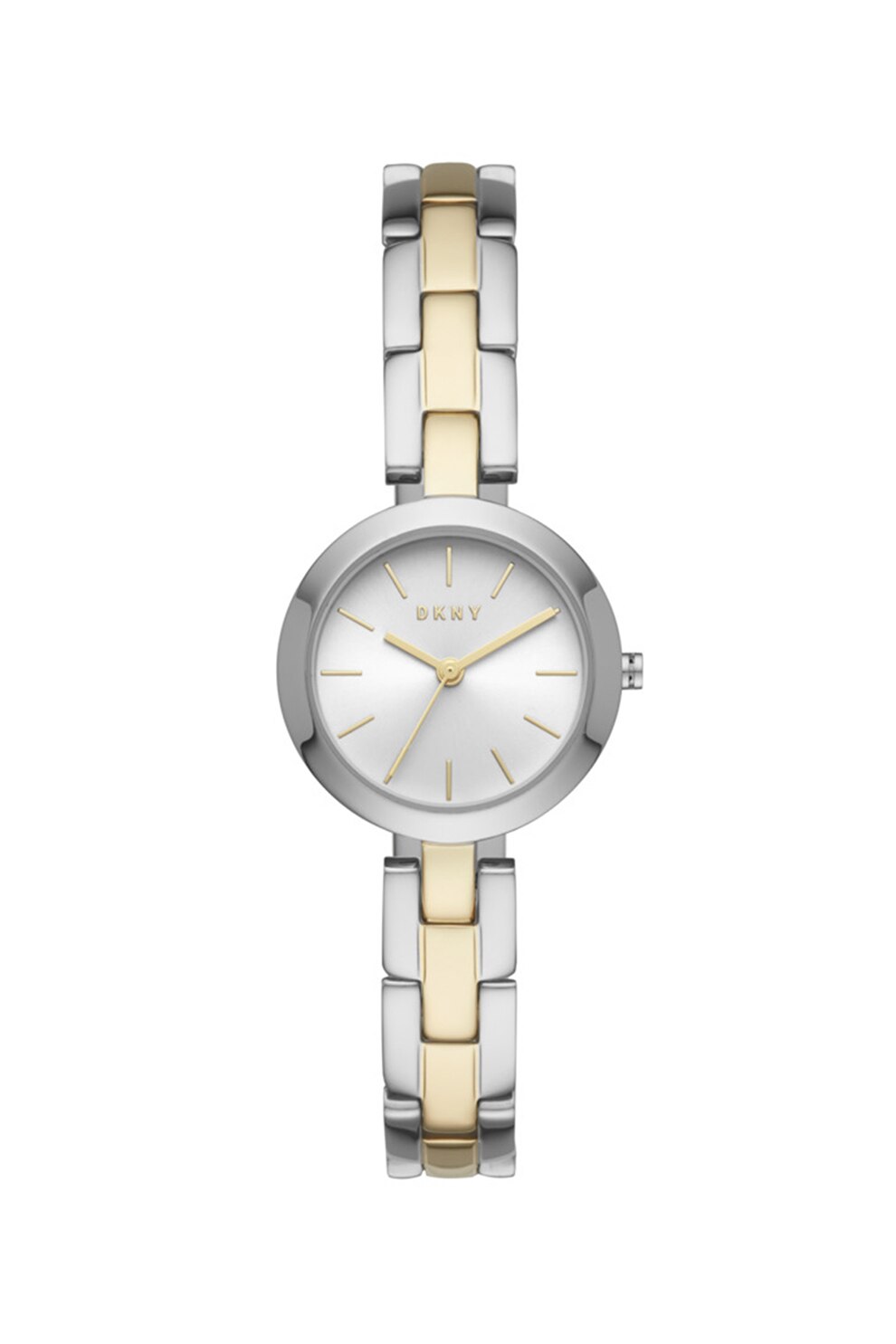 DKNY, Ceas rotund analog, Argintiu/Auriu dechis