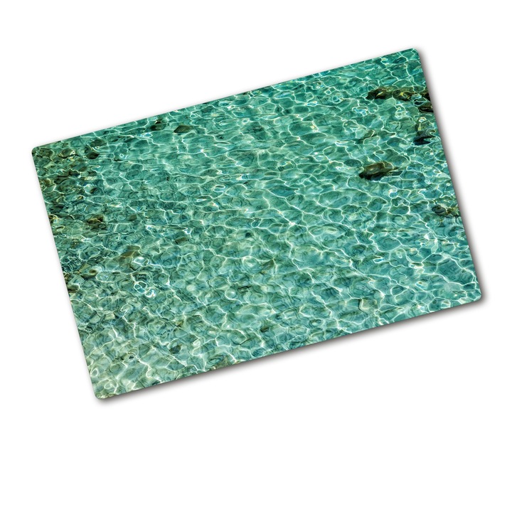 Tocator din sticla. 80 x 52. Ape curate. Multicolor