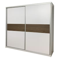 Dulap cu usi culisante, Alb/Nuc, H240 x L240 x 60 cm